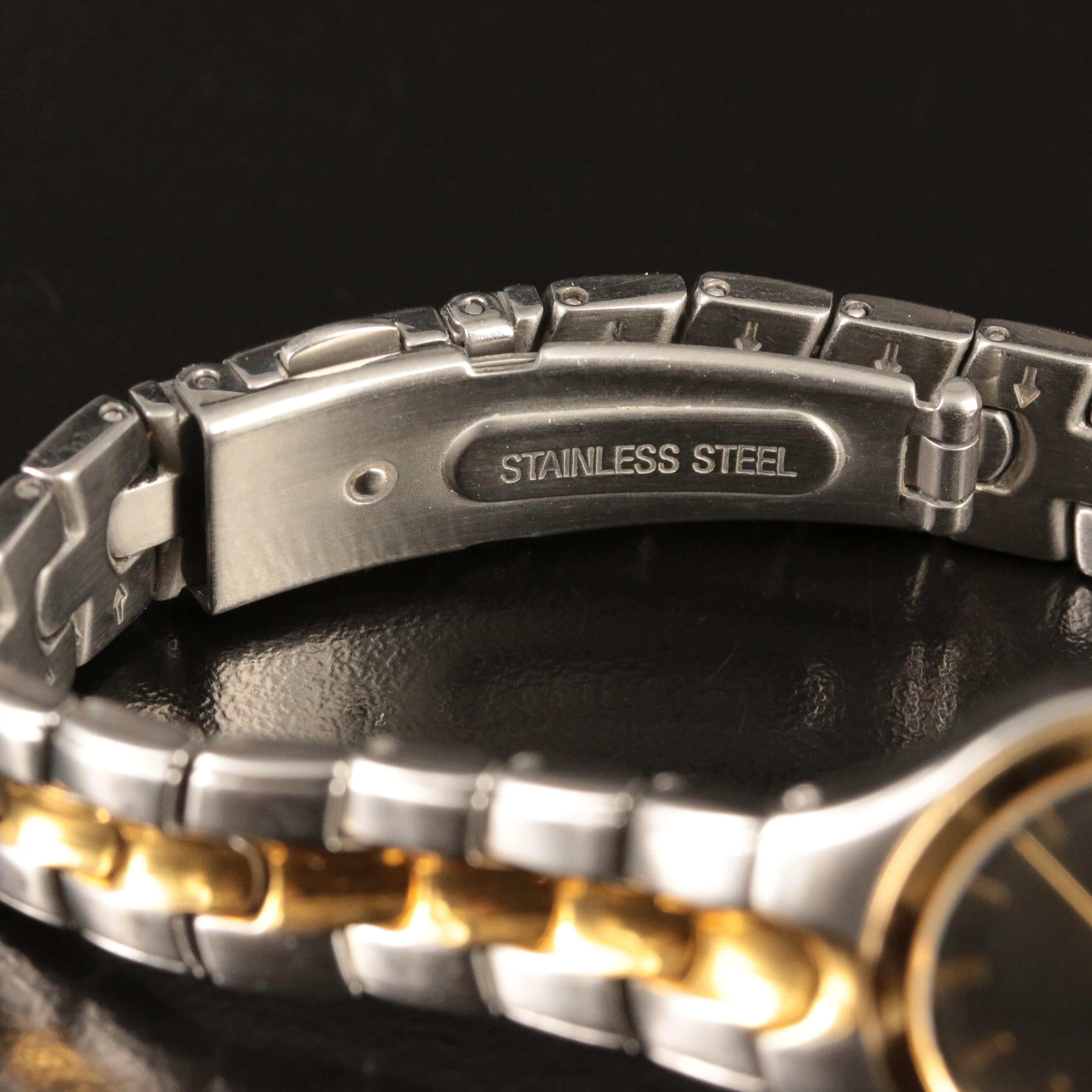 Bulova Two-Tone Black Dial Stainless Steel Watch