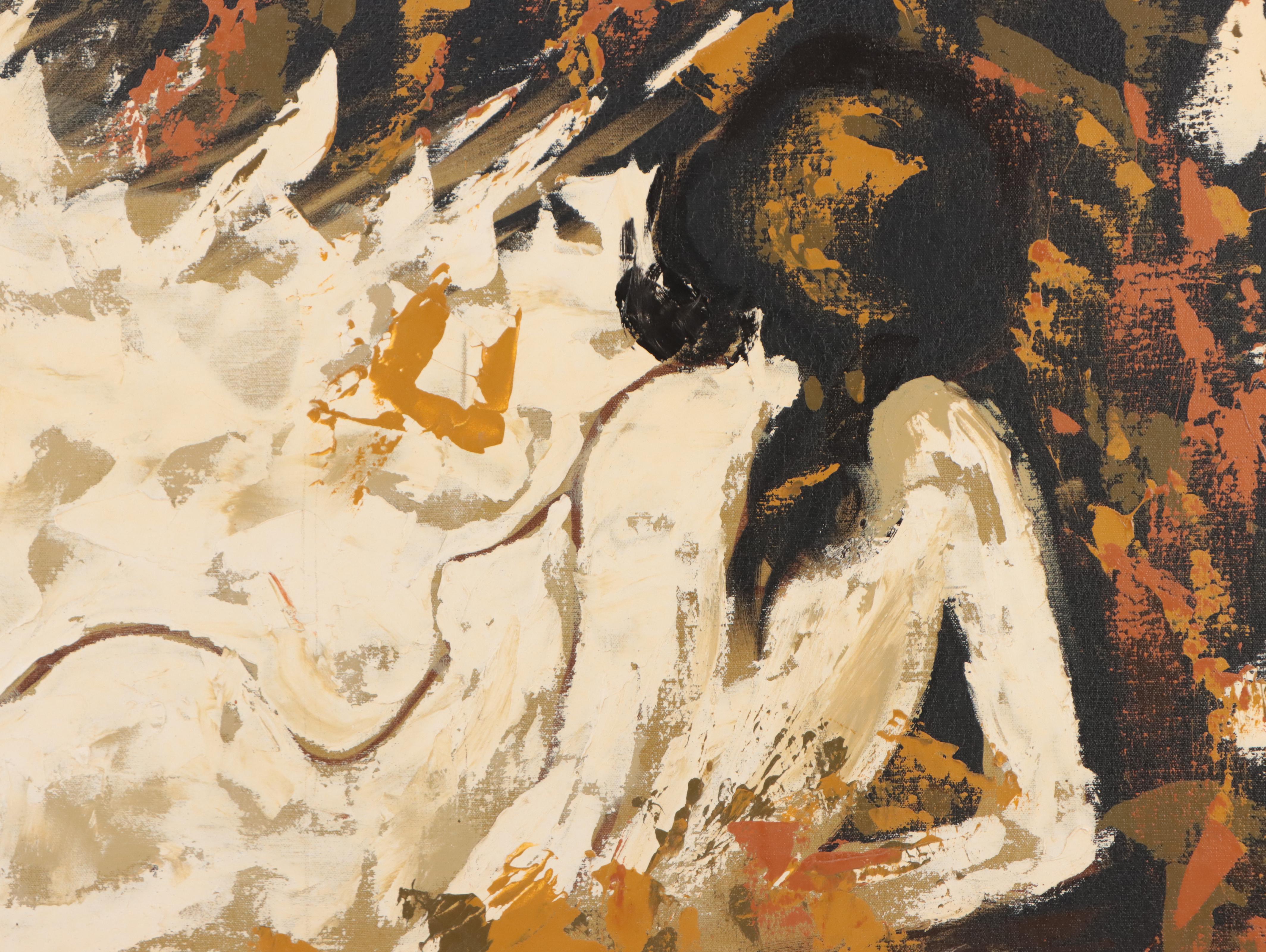 Etta Benjamin Cien Figurative Oil Painting of Reclining Nude, Circa 1960