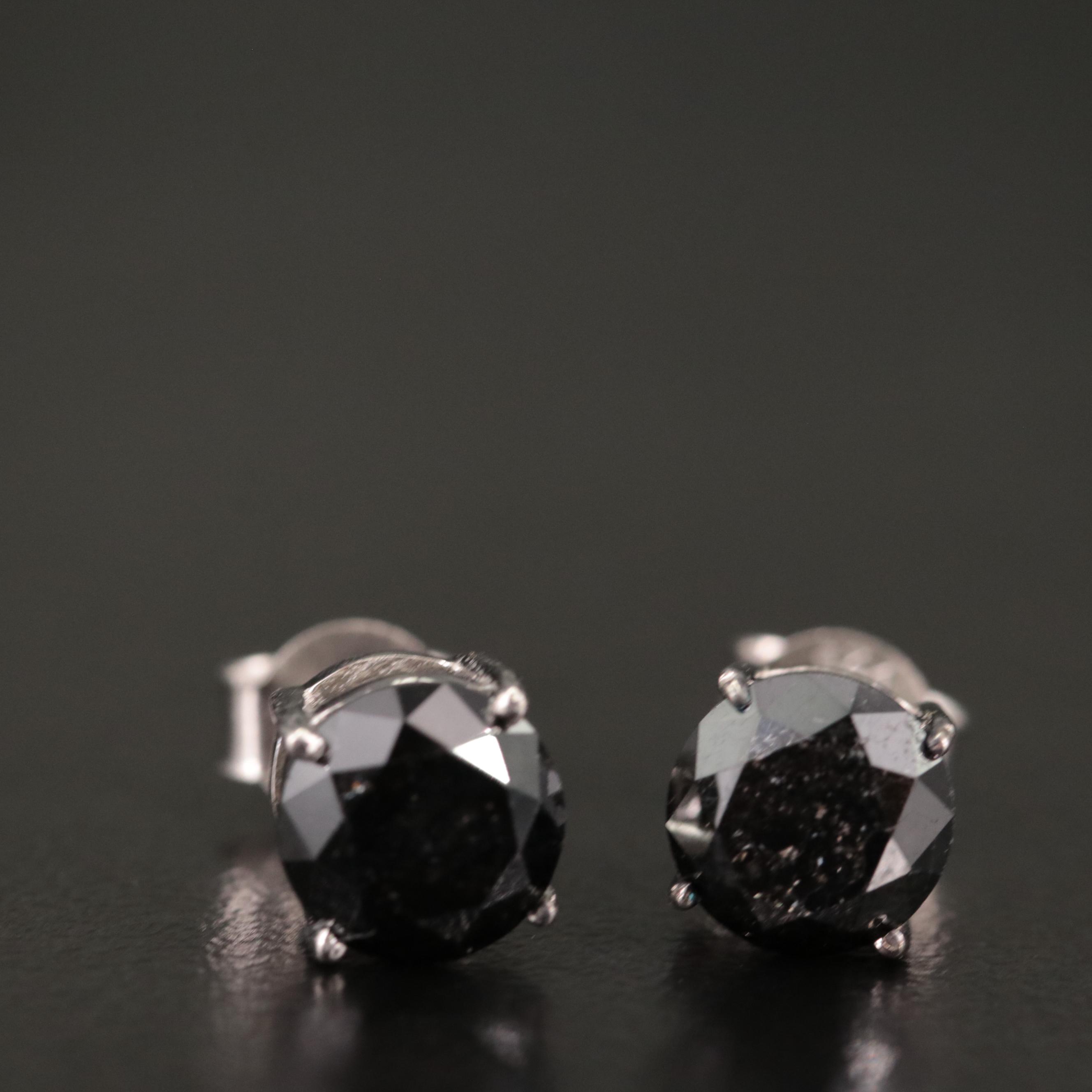 Sterling 3.00 CTW Diamond Solitaire Stud Earrings