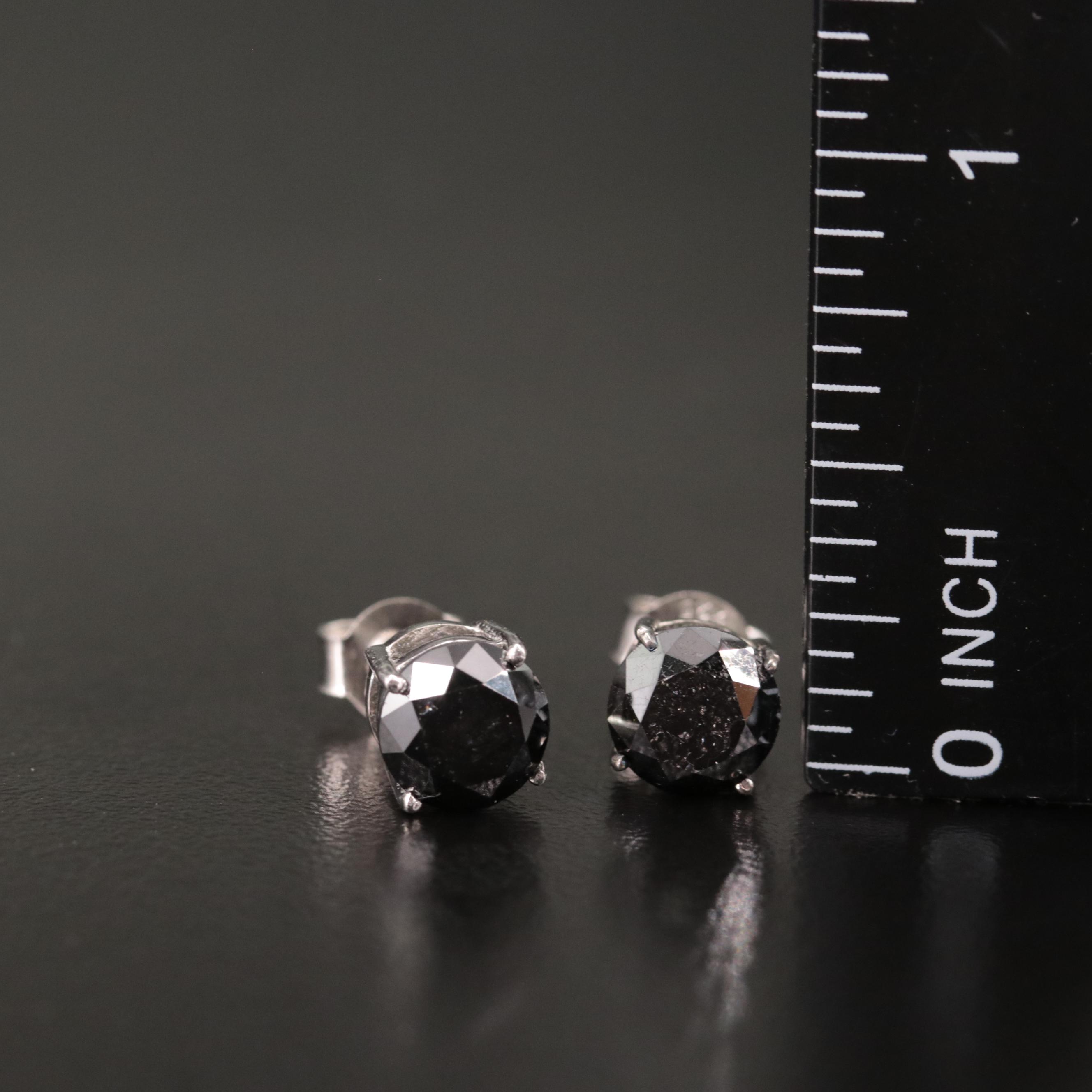 Sterling 3.00 CTW Diamond Solitaire Stud Earrings