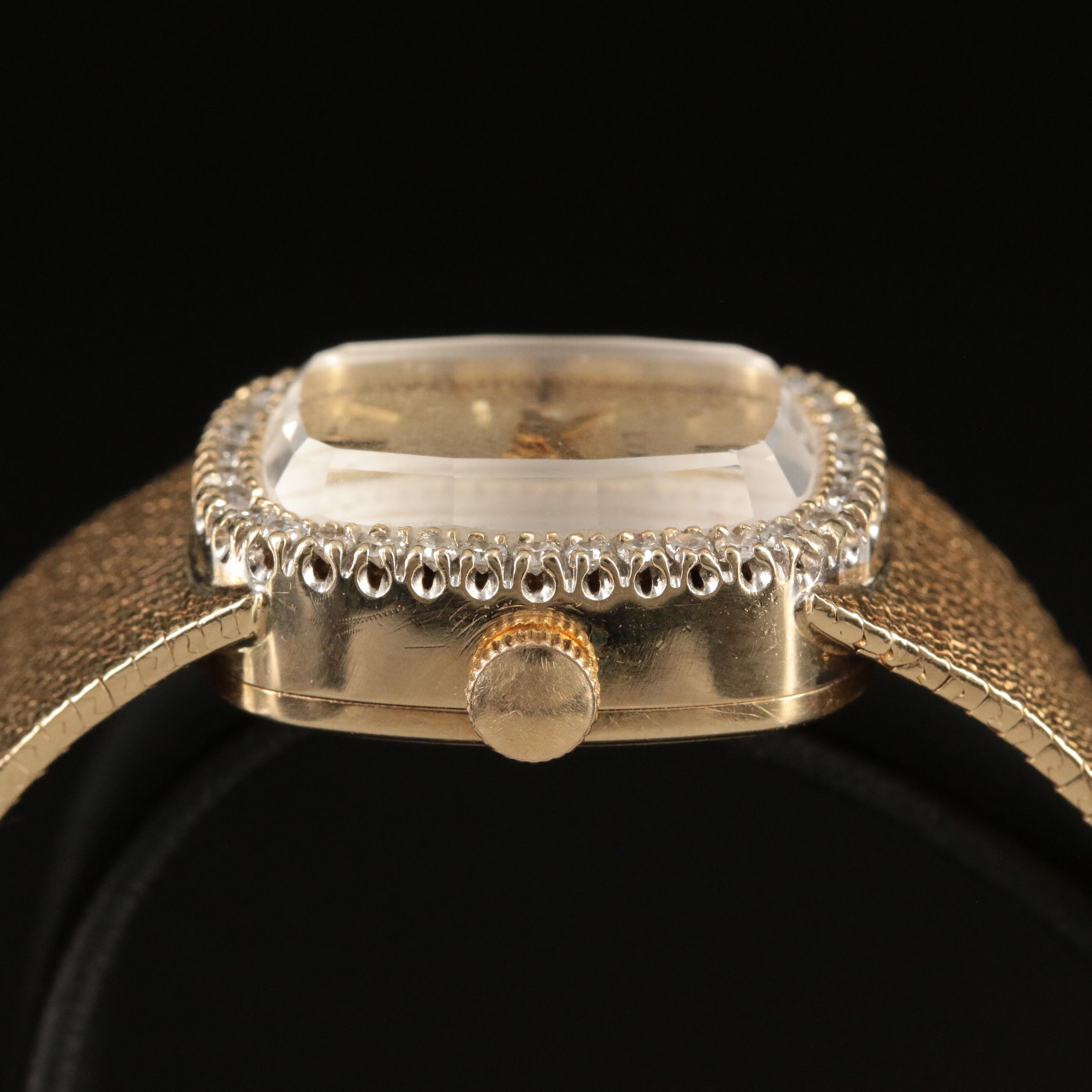Vintage 14K and Diamond Linz Hand-Wind Watch