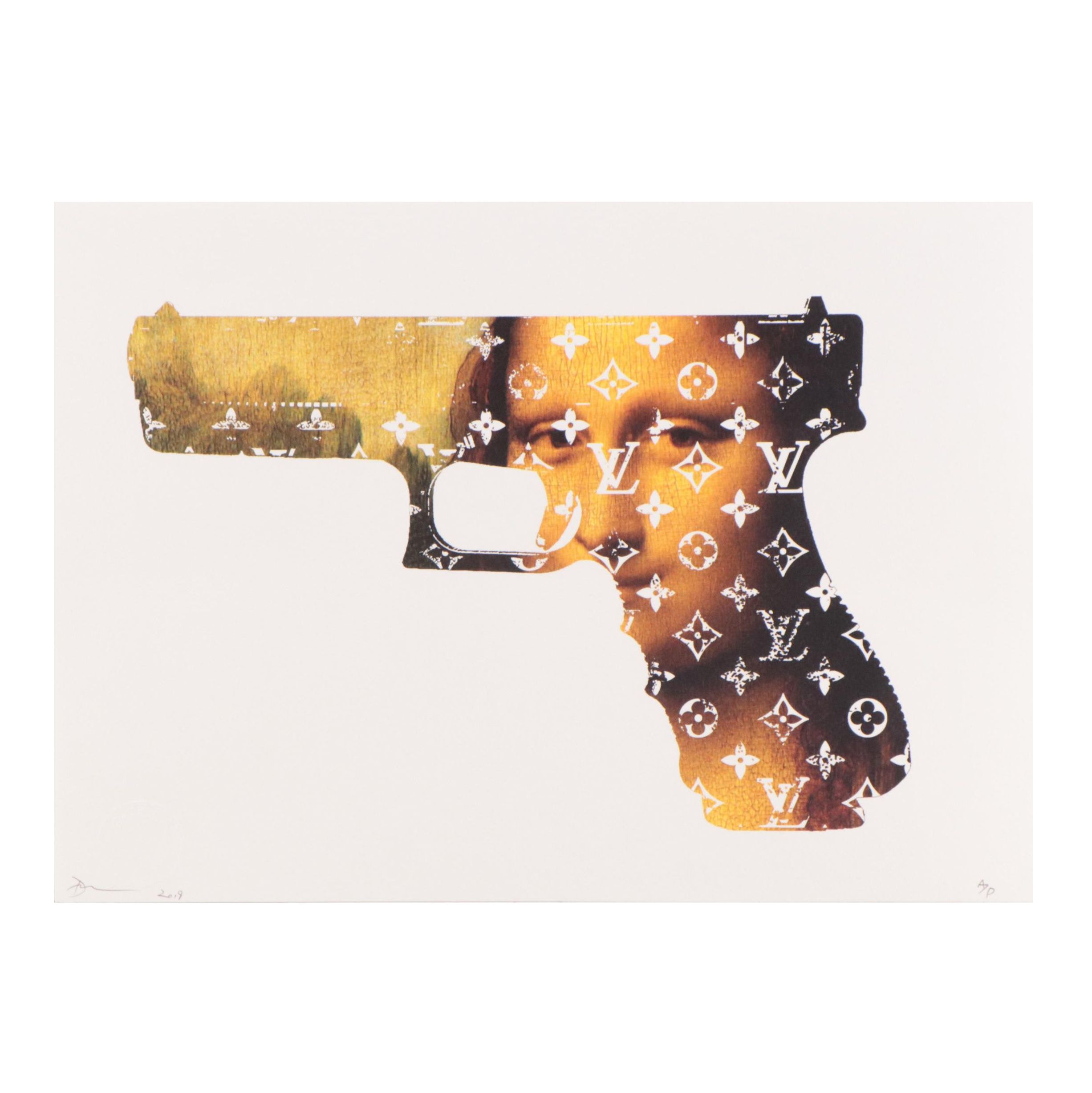 Death NYC Pop Art Graphic Print of Mona Lisa Gun, 2019