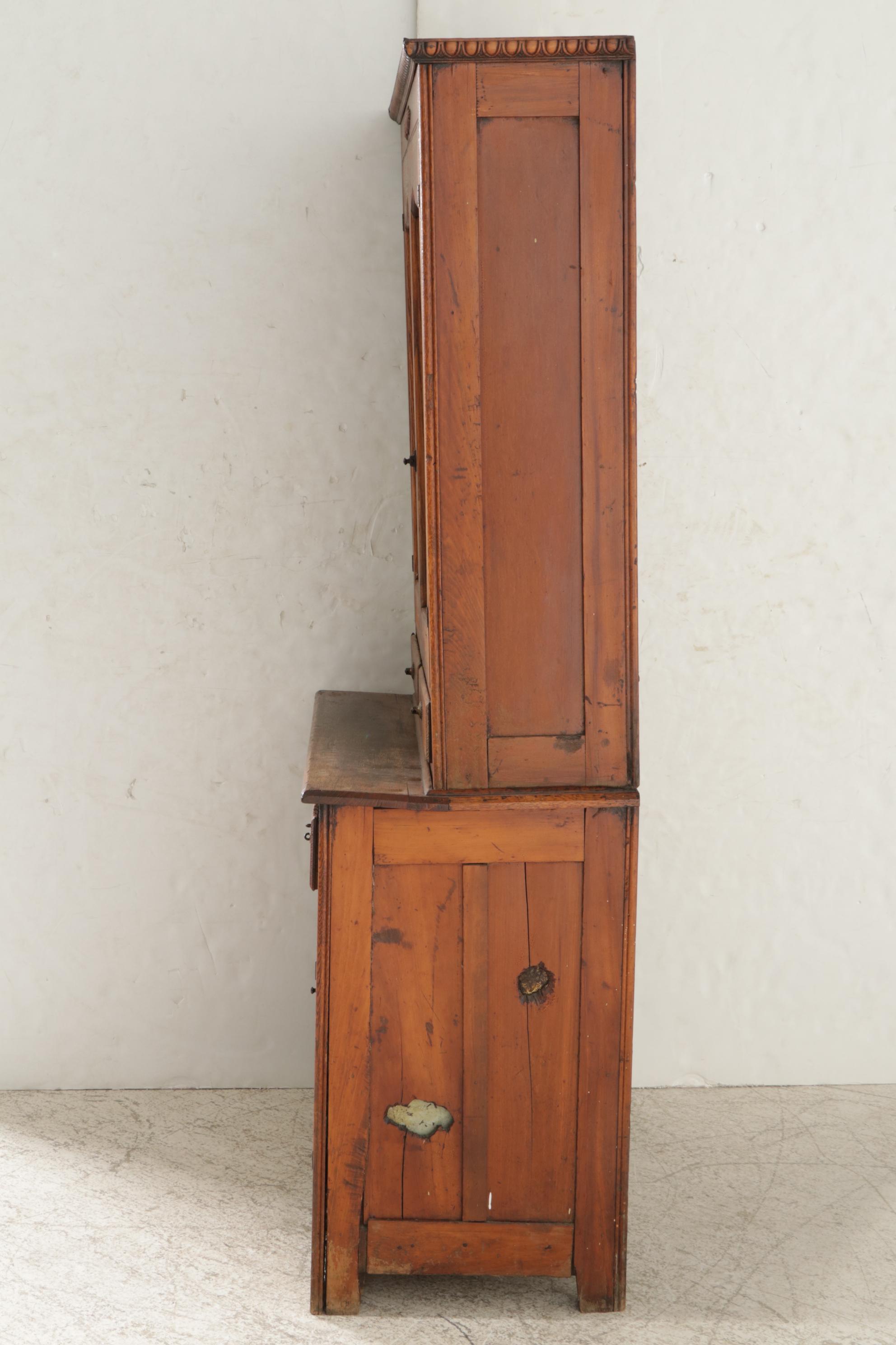 Late Victorian Mixed Hardwoods Stepback Cupboard, Circa 1900