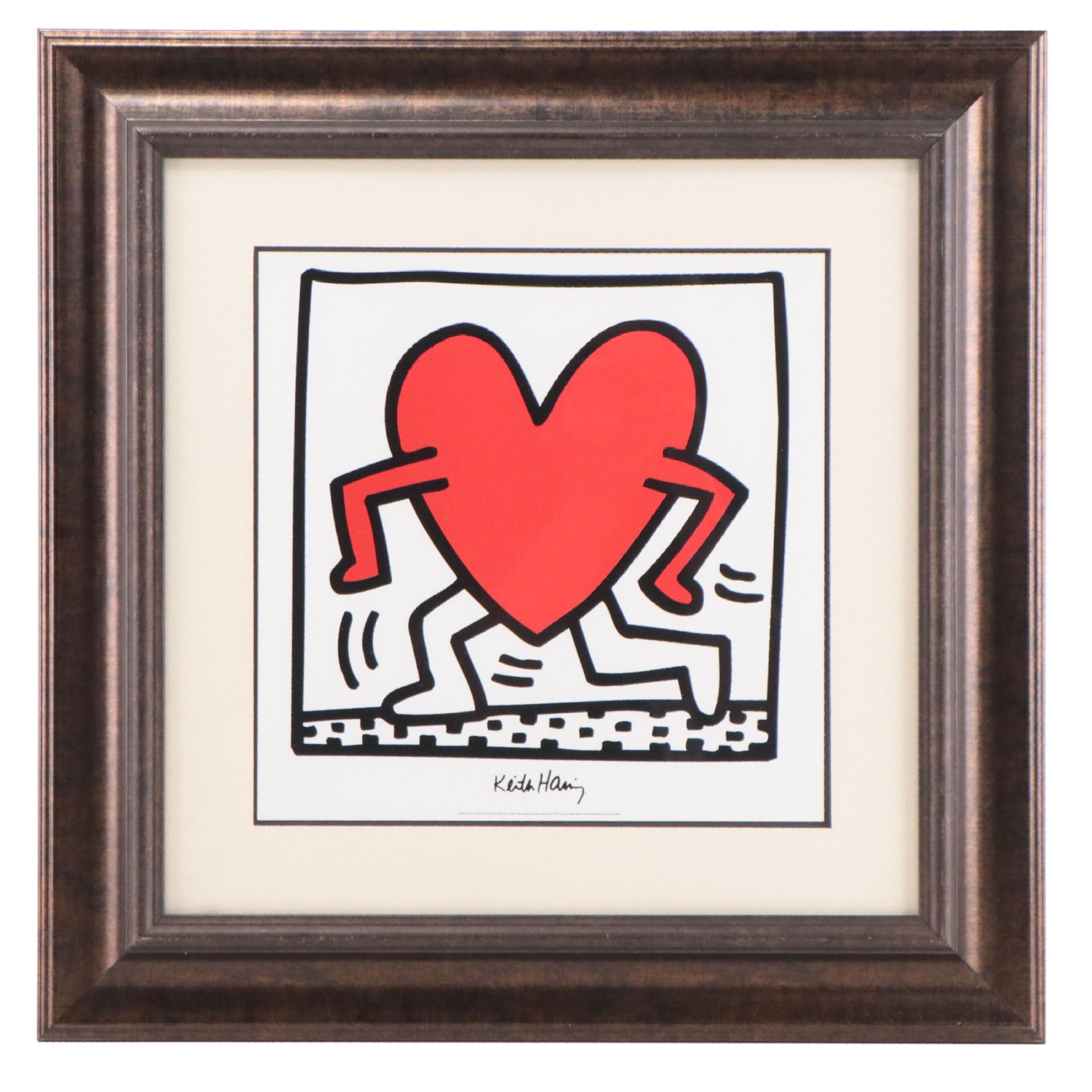 Offset Lithograph of Running Heart After Keith Haring