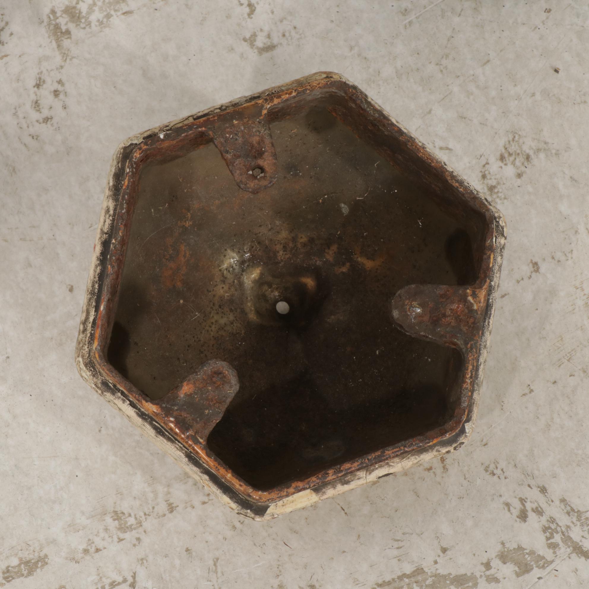 Metal With Red and White Glass Barber/Surgeon's Pole Wall Light, Early 20th C