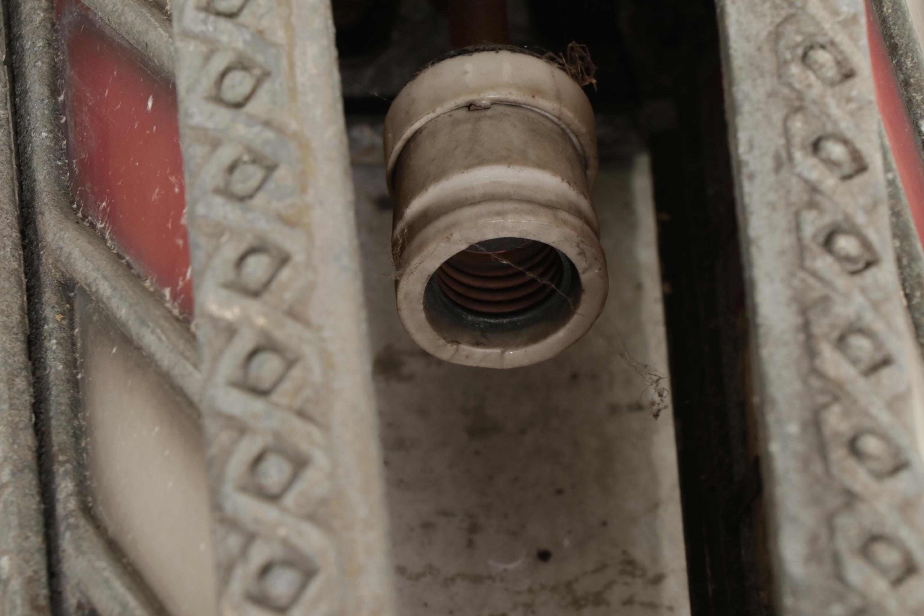 Metal With Red and White Glass Barber/Surgeon's Pole Wall Light, Early 20th C