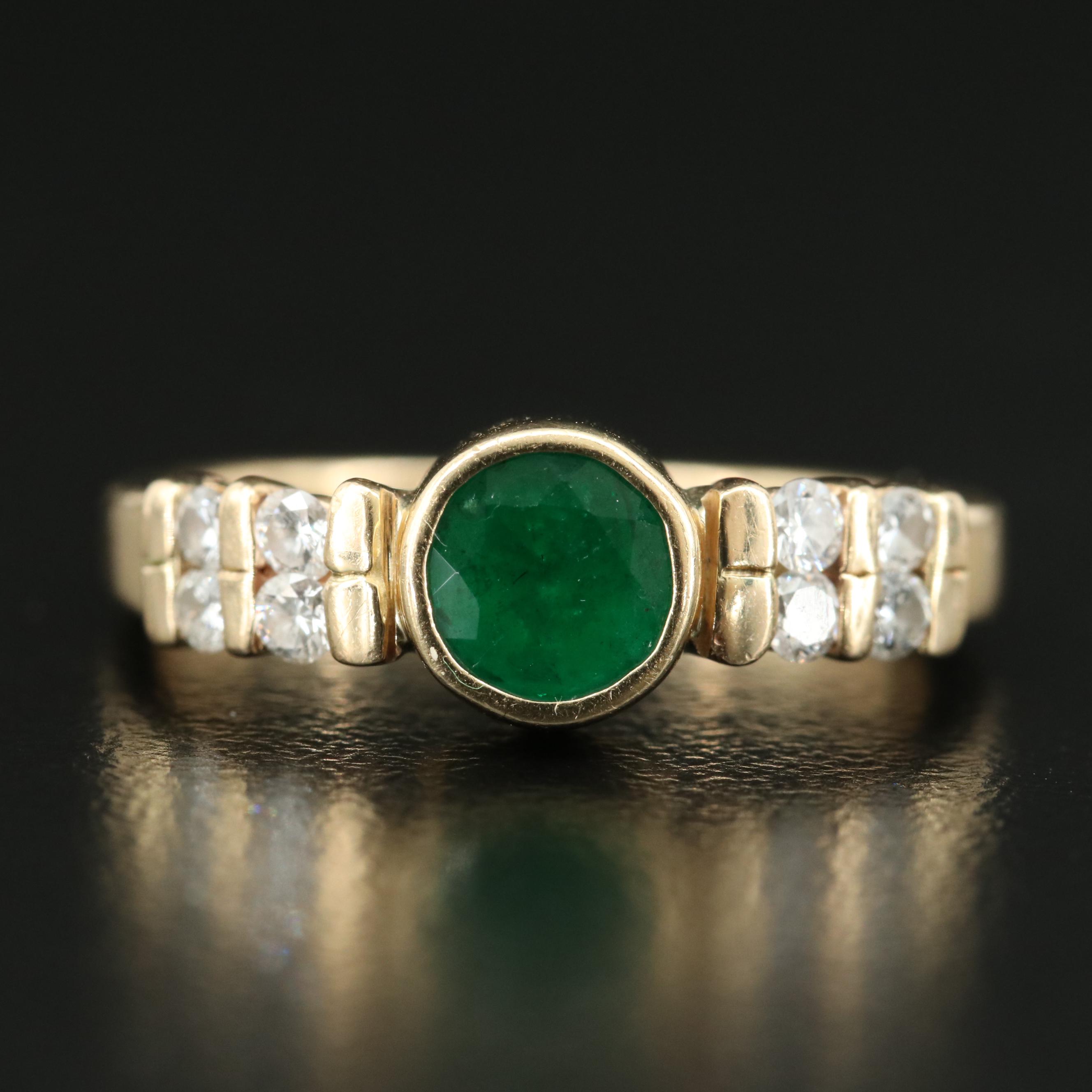 14K Emerald and Diamond Ring