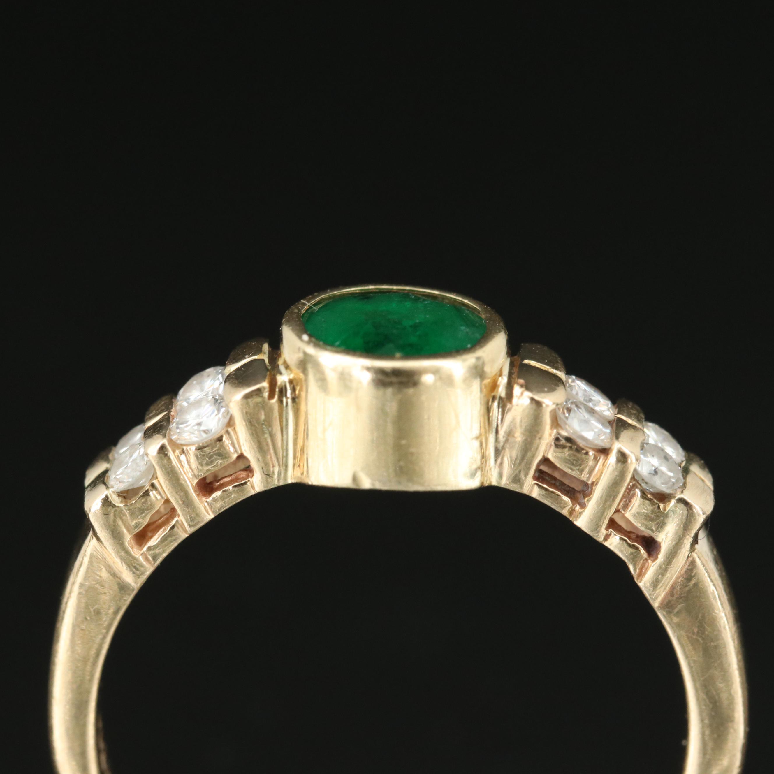 14K Emerald and Diamond Ring