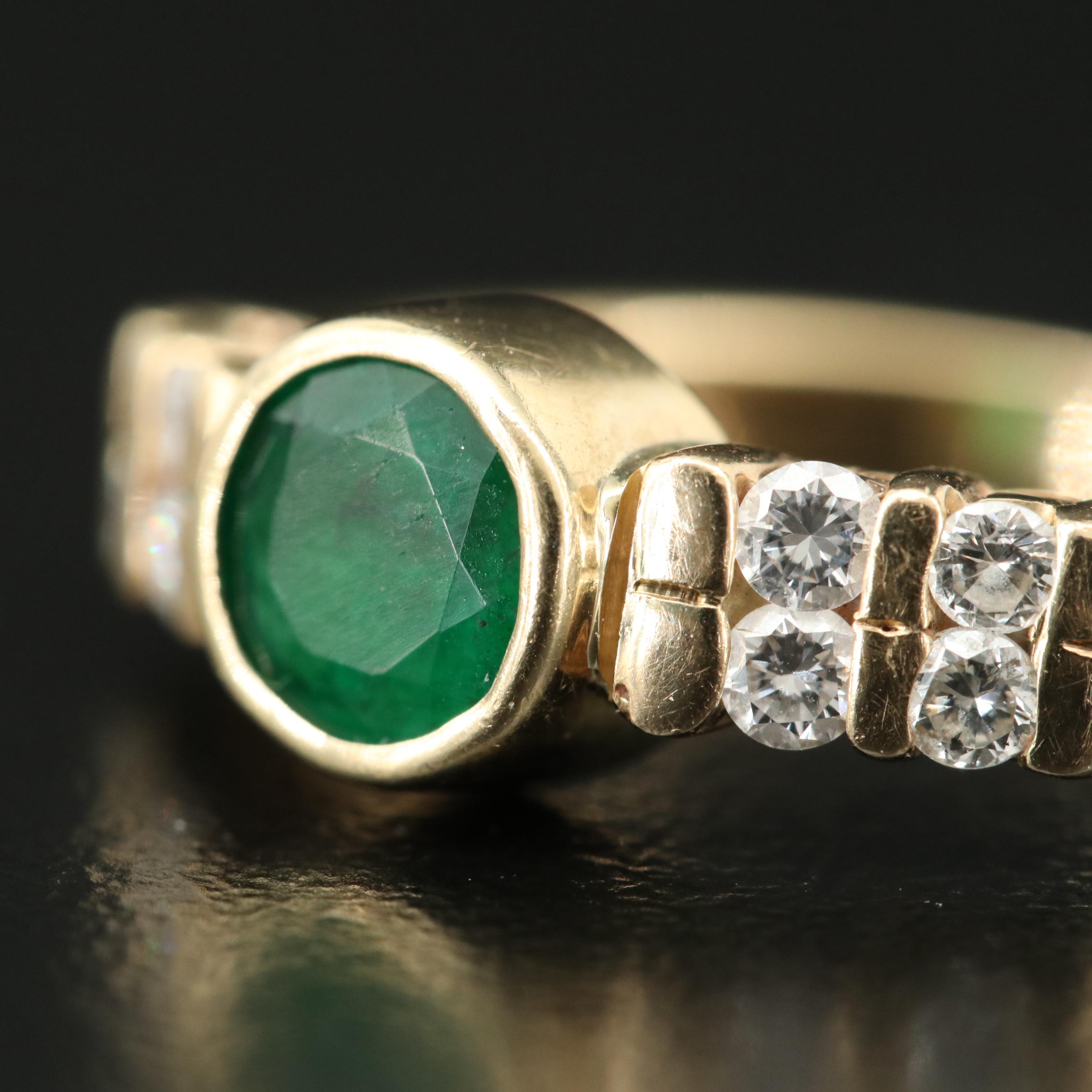 14K Emerald and Diamond Ring