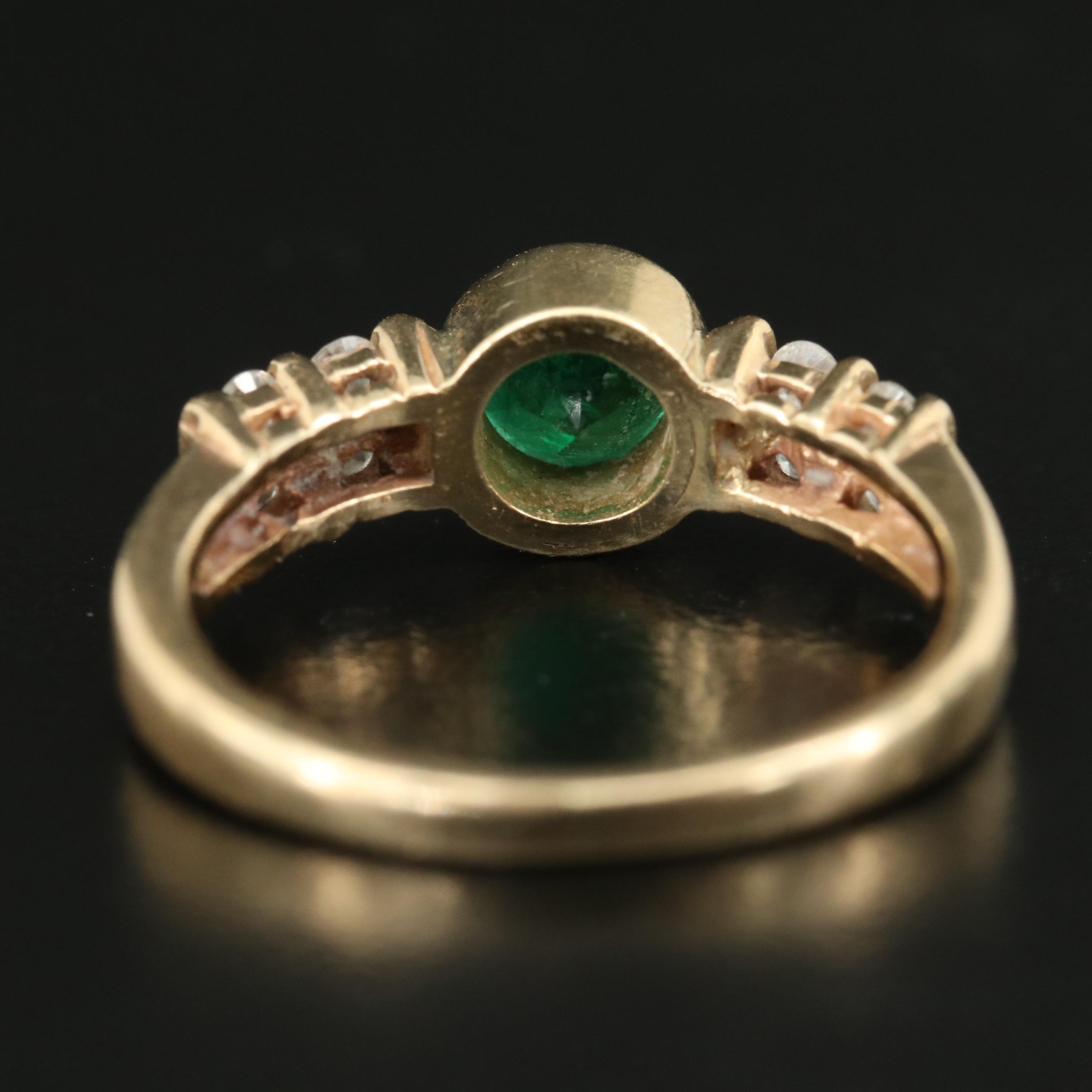 14K Emerald and Diamond Ring