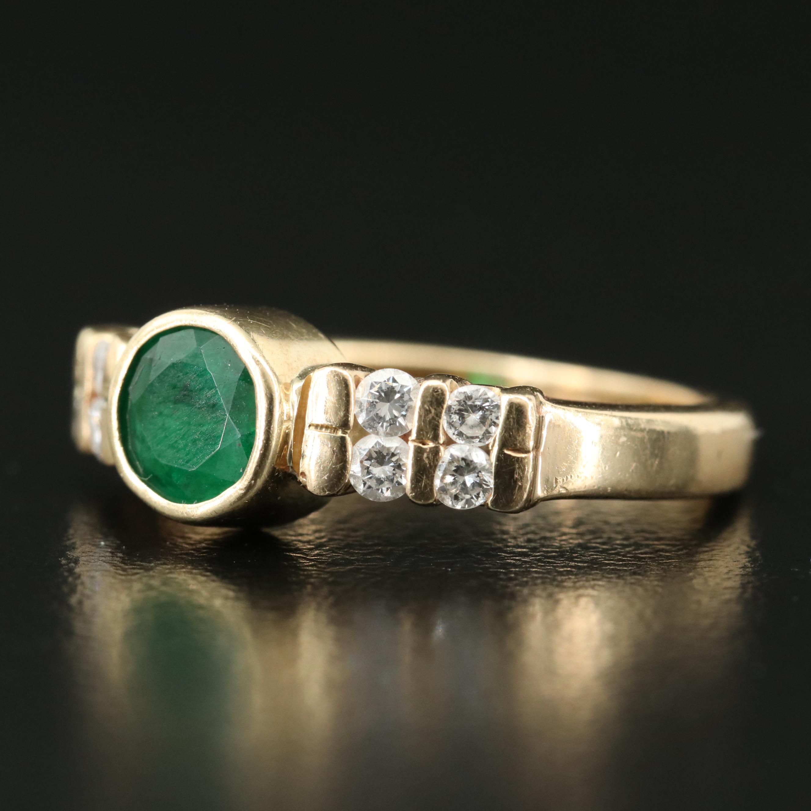 14K Emerald and Diamond Ring