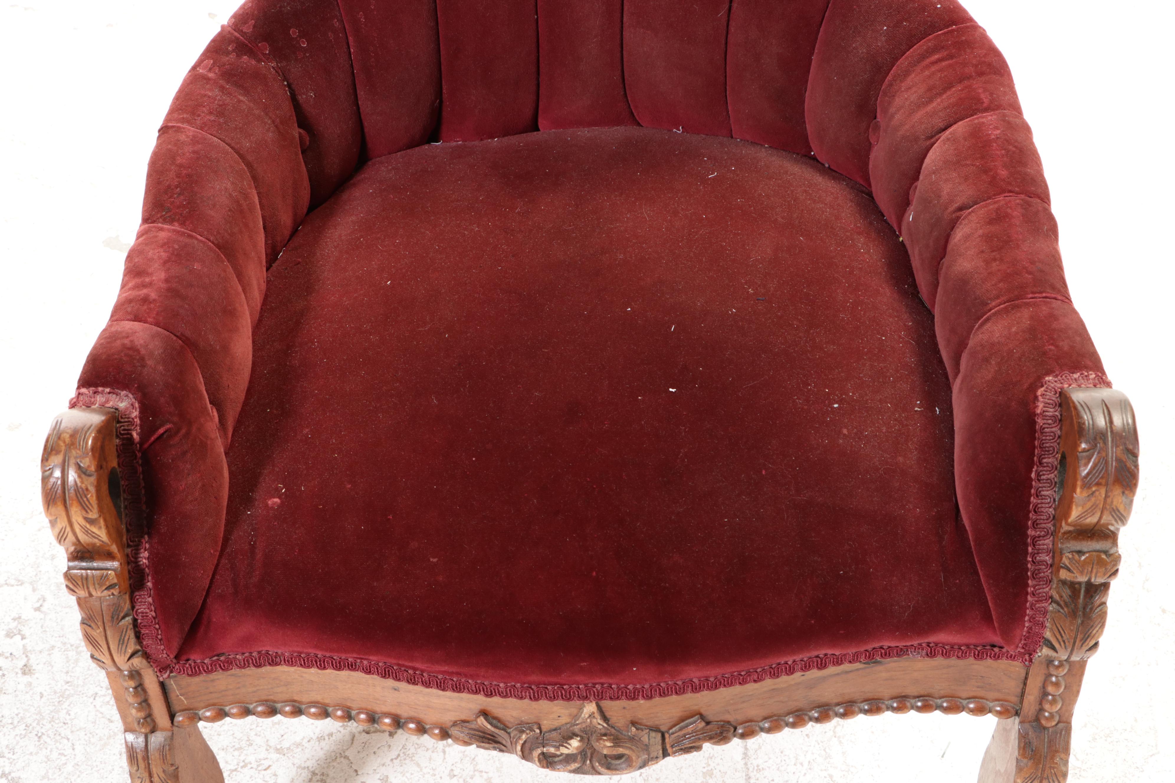 American Rococo Revival Carved Walnut Settee and Parlor Chair, circa 1870