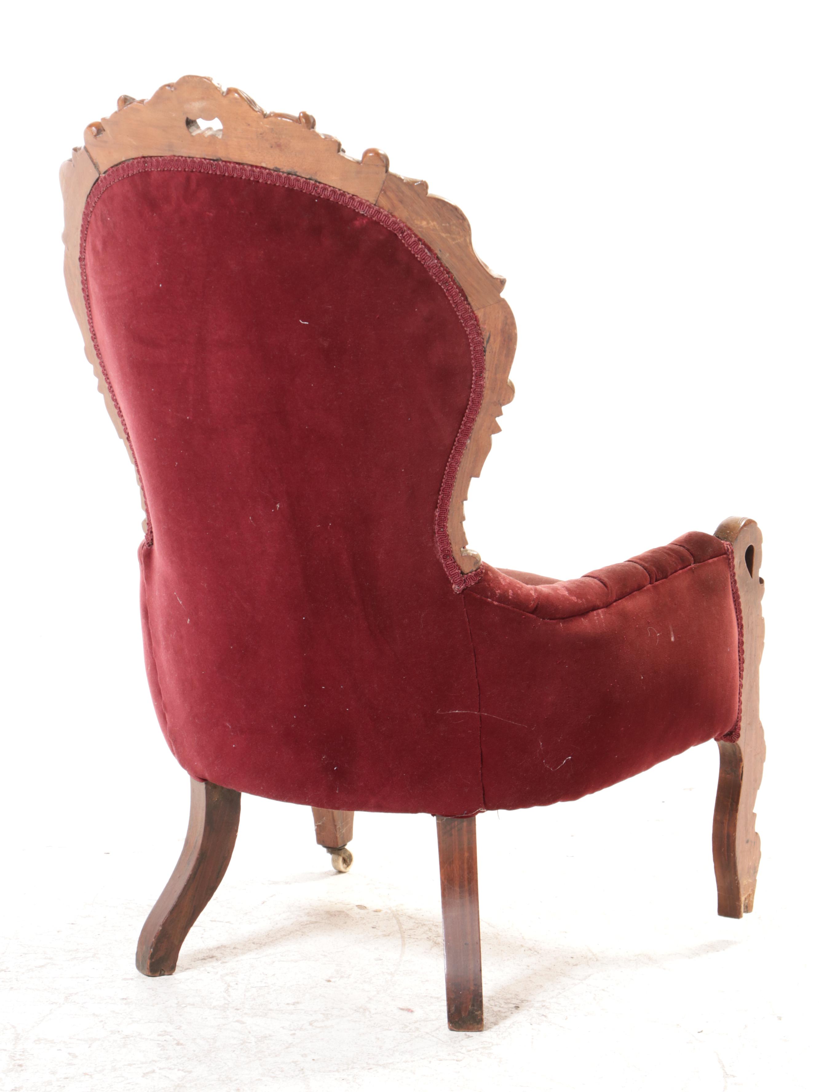 American Rococo Revival Carved Walnut Settee and Parlor Chair, circa 1870