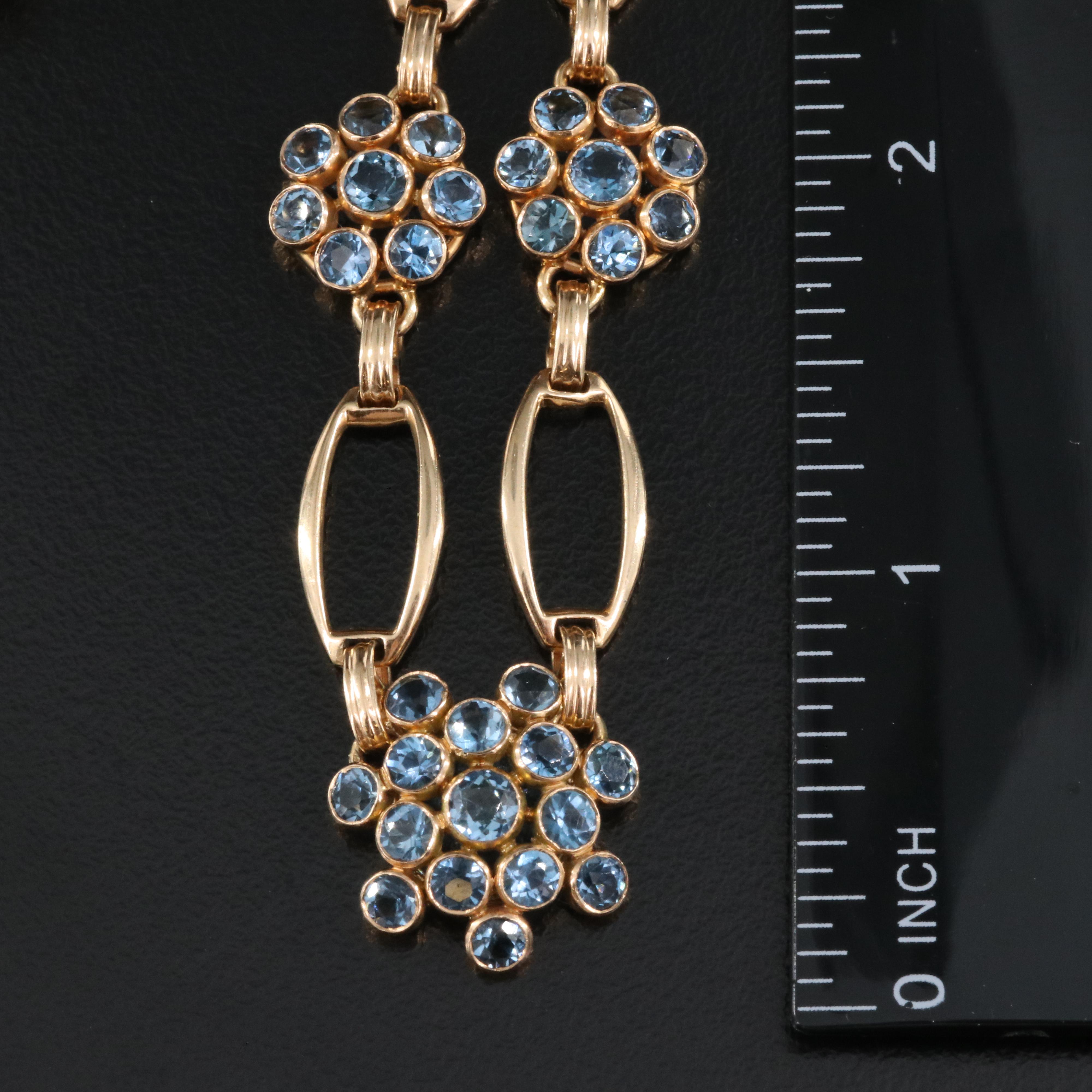 Retro 14K Aquamarine Necklace and Earring Set