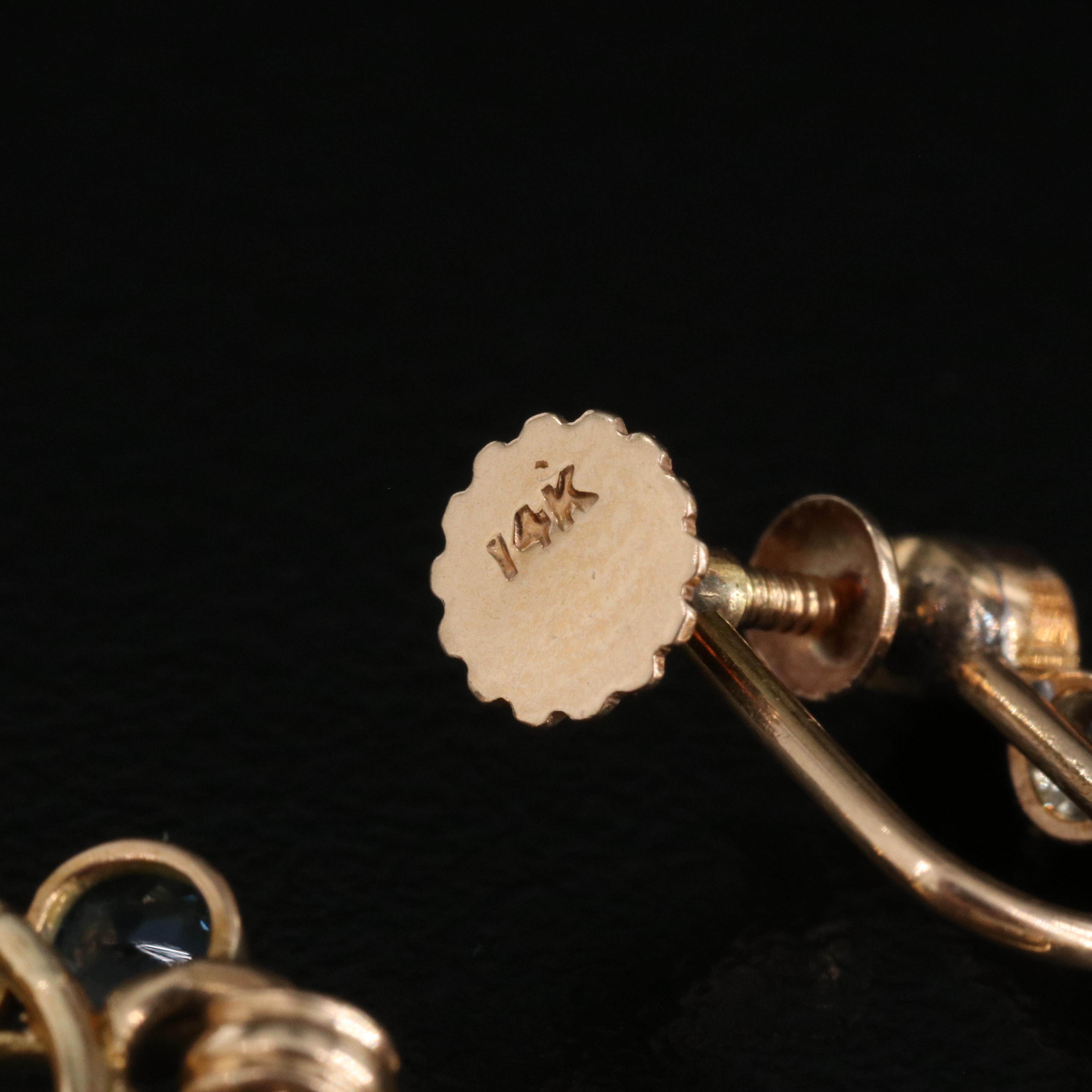 Retro 14K Aquamarine Necklace and Earring Set