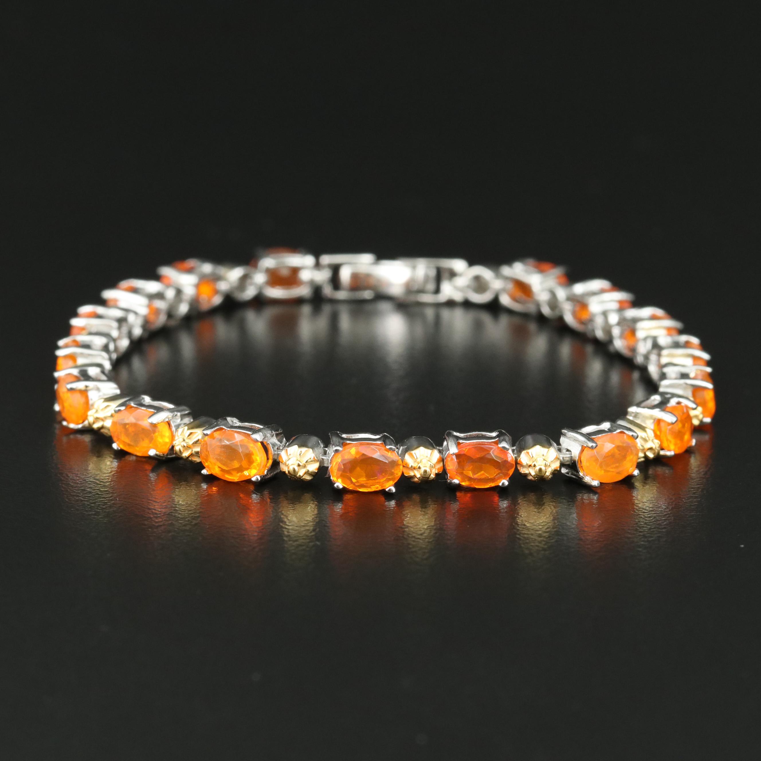Sterling Fire Opal Bracelet