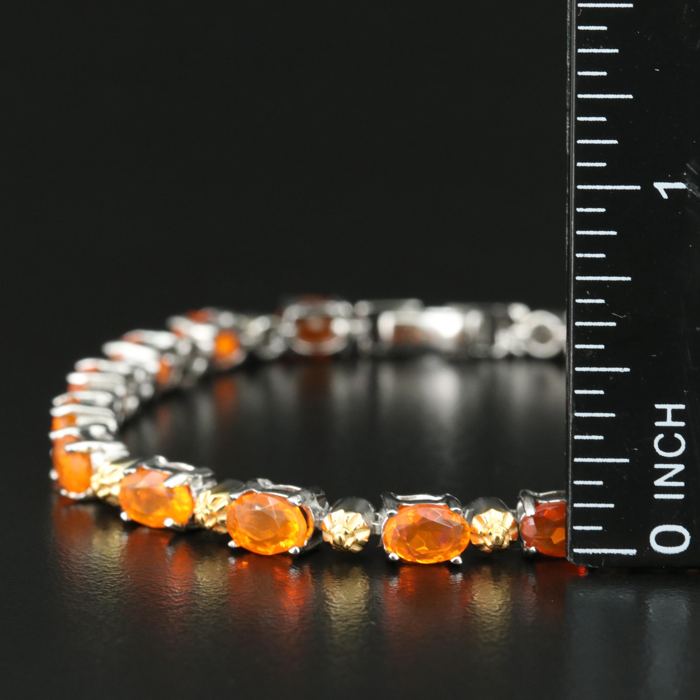 Sterling Fire Opal Bracelet
