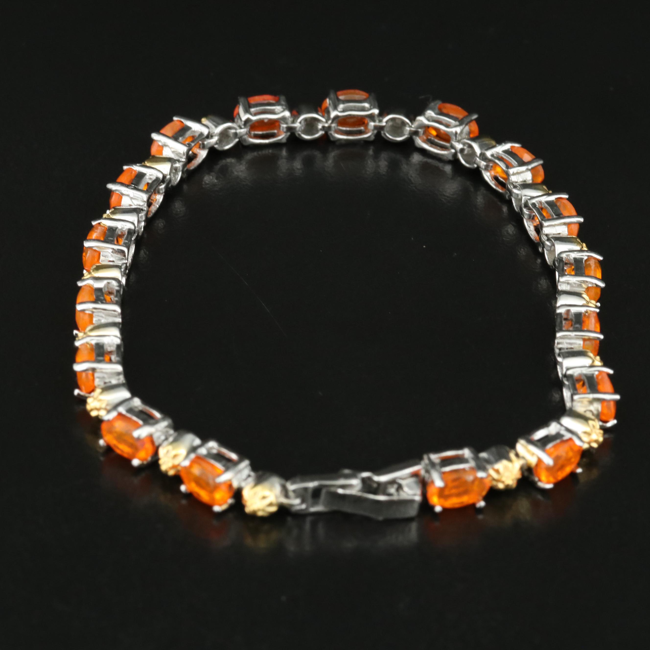 Sterling Fire Opal Bracelet