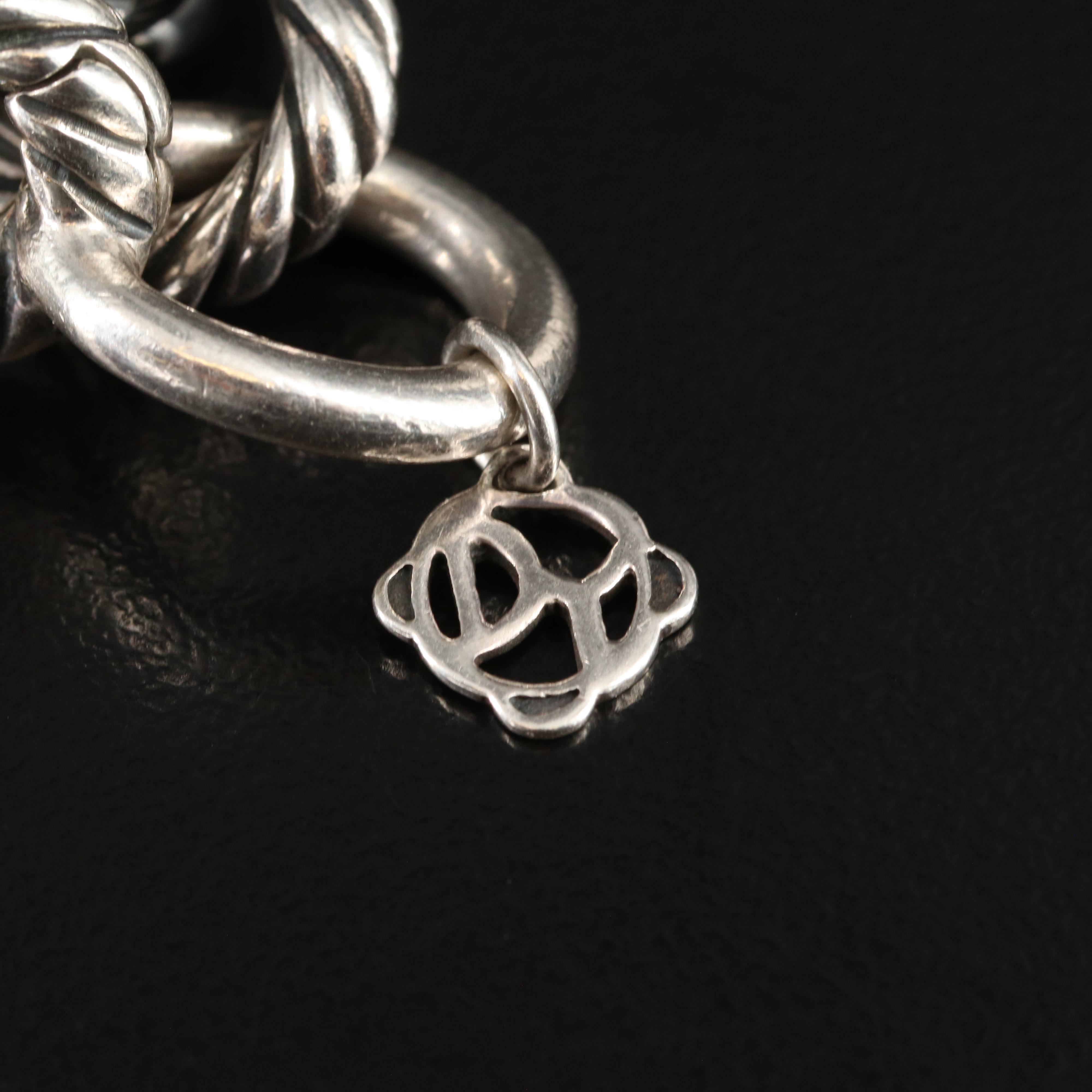 David Yurman Sterling and Black Ceramic Oval Link Bracelet