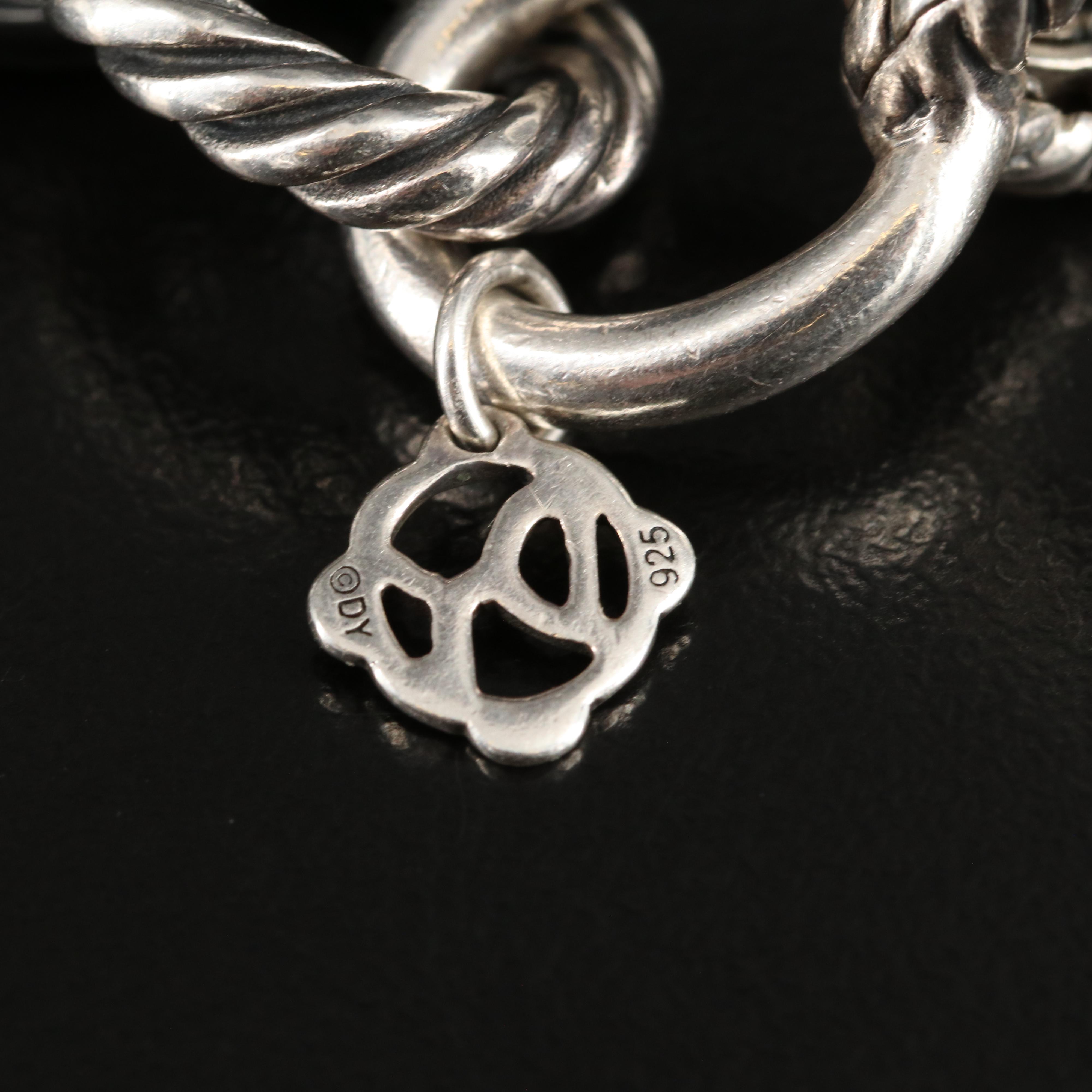 David Yurman Sterling and Black Ceramic Oval Link Bracelet