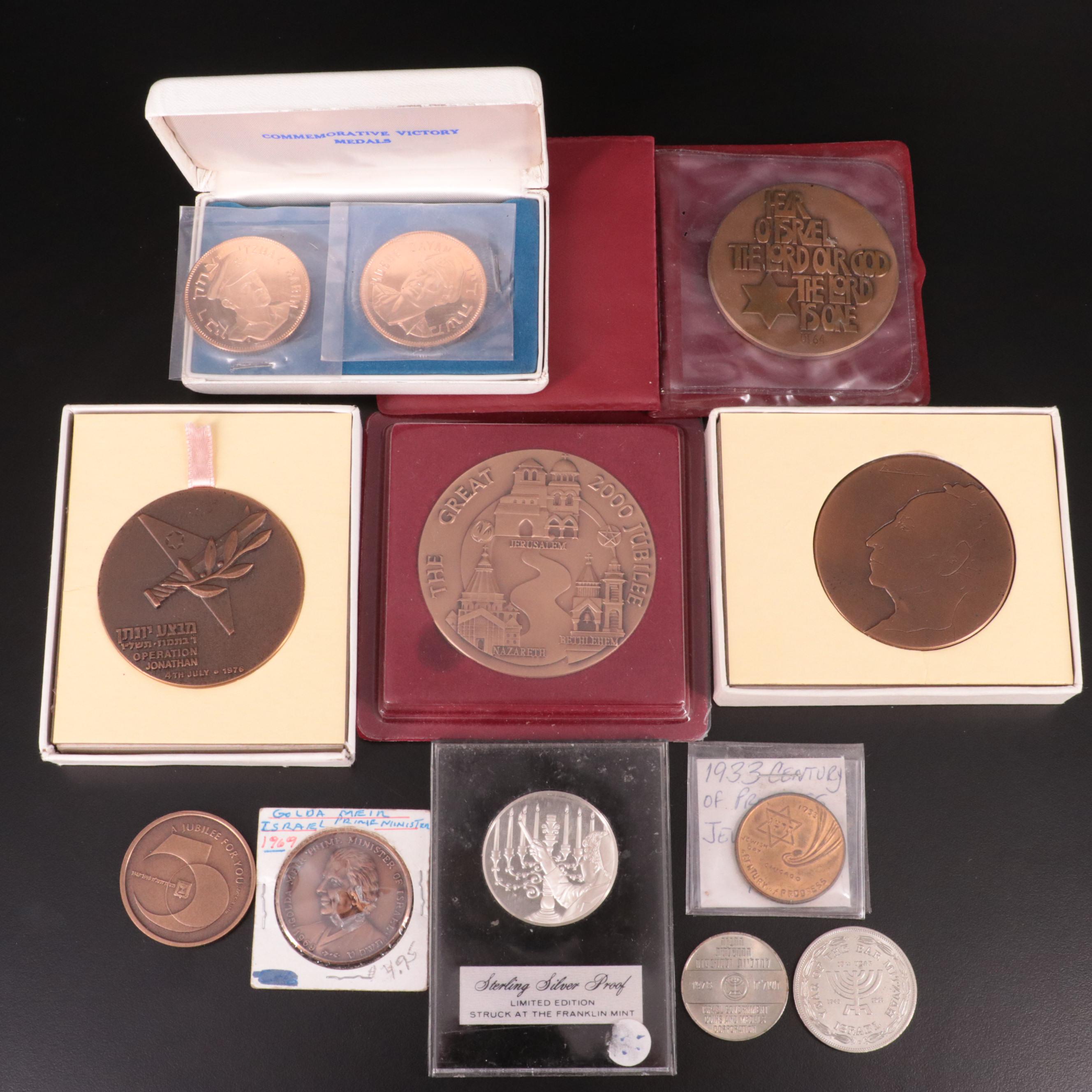 Twelve Israeli Medals and Tokens