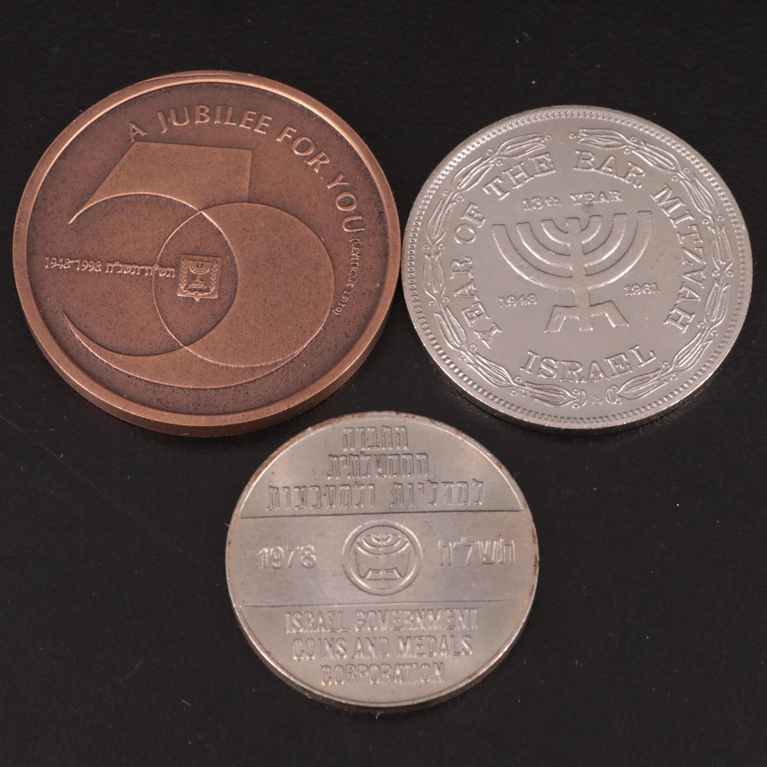 Twelve Israeli Medals and Tokens