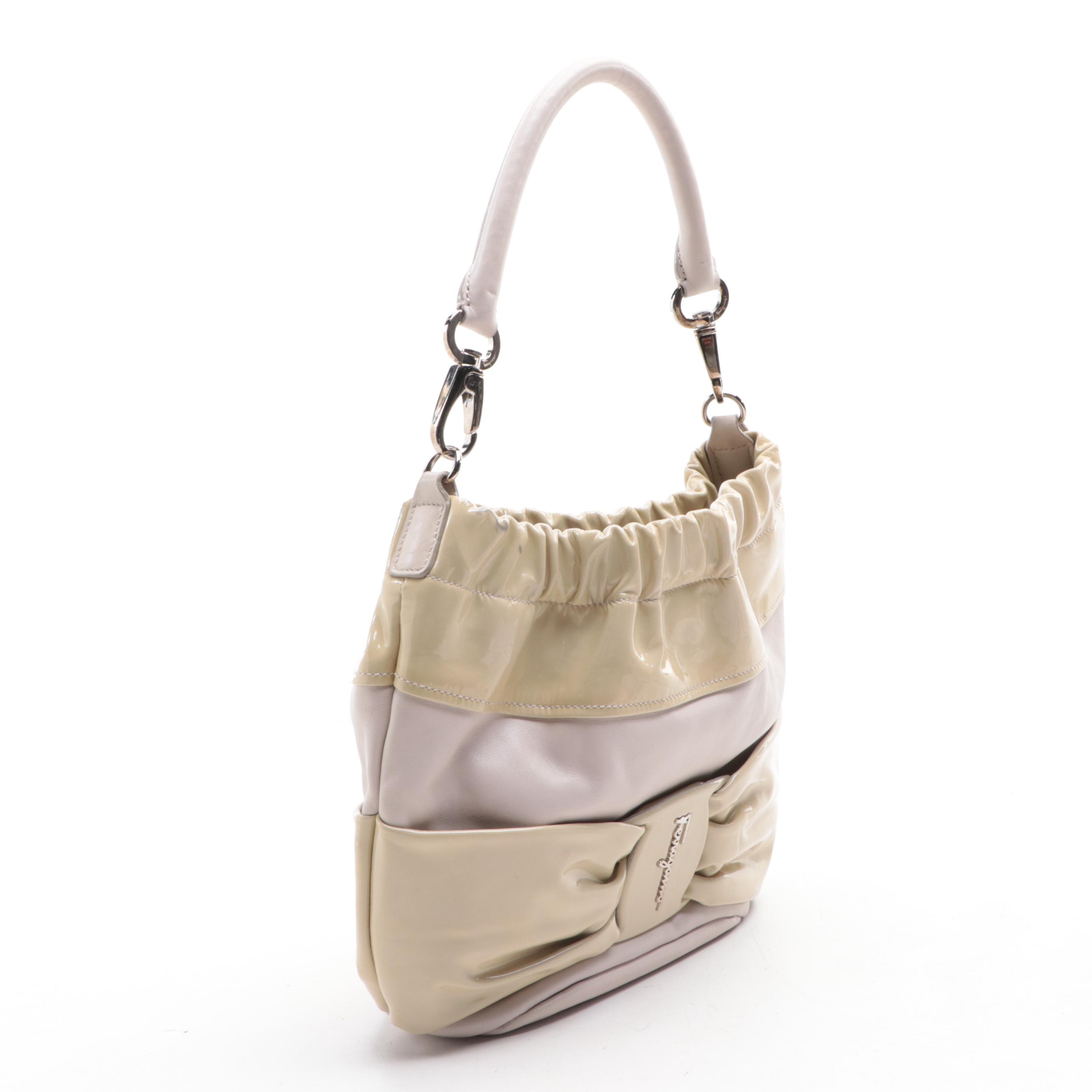Salvatore Ferragamo Patent Leather Stripe Handbag