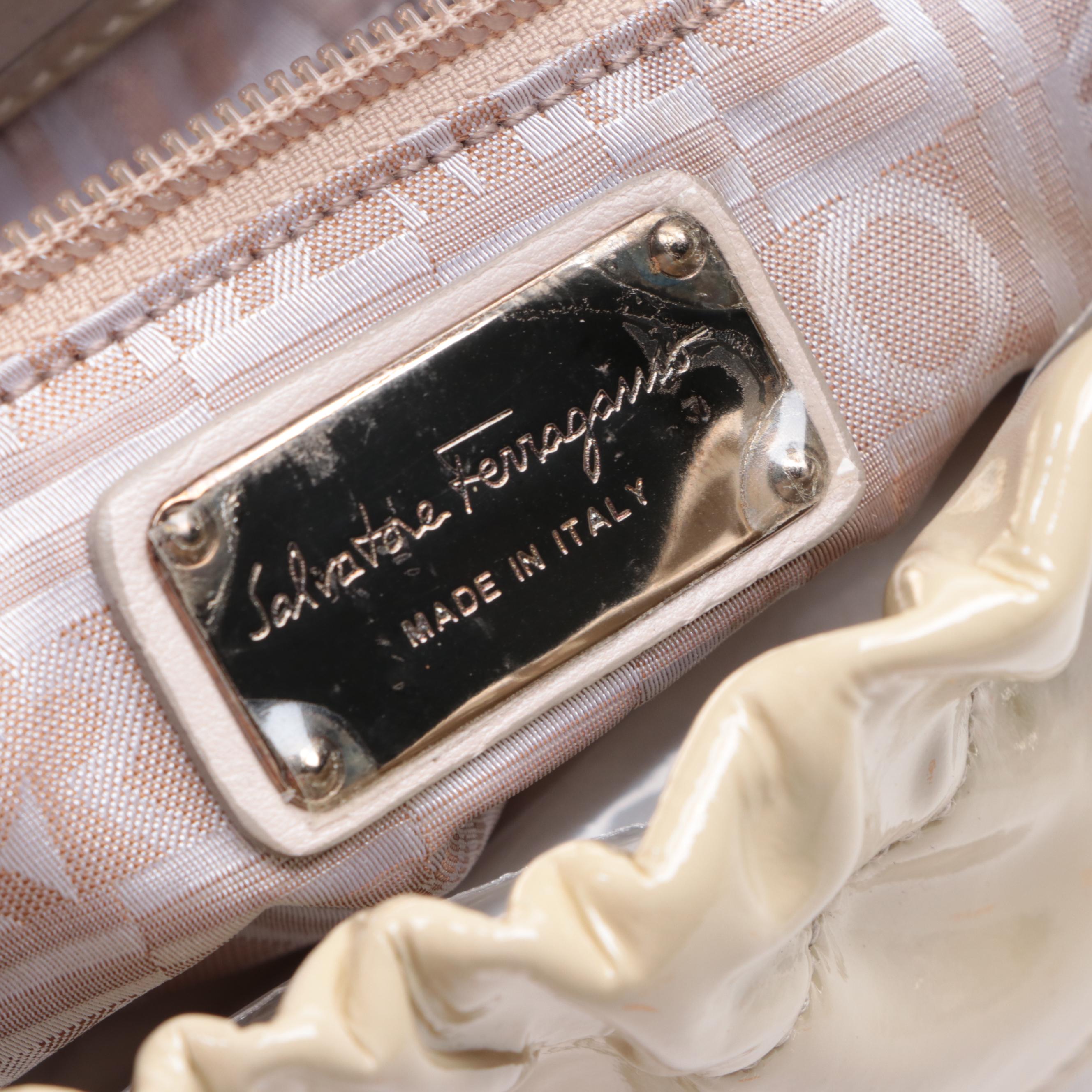 Salvatore Ferragamo Patent Leather Stripe Handbag