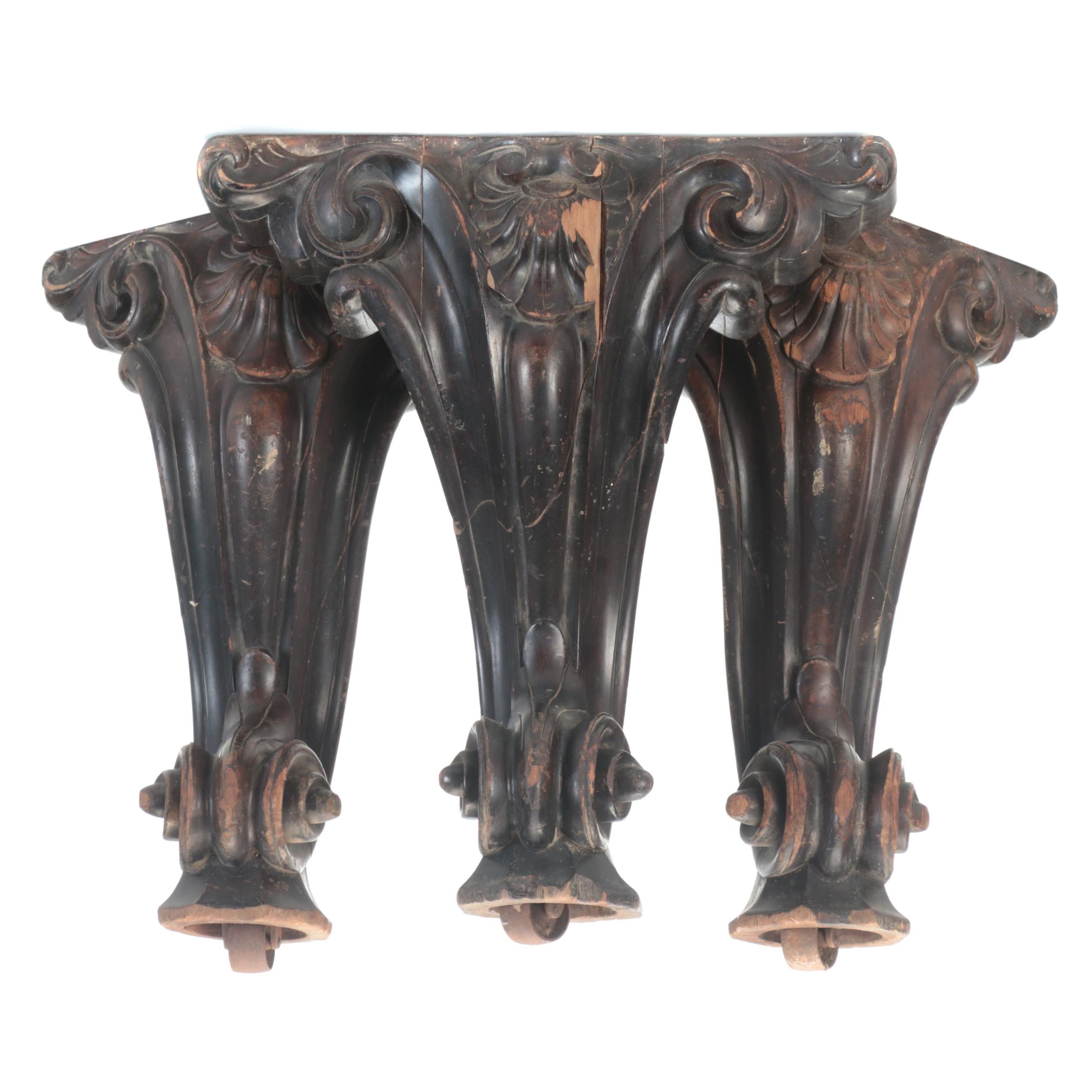 Carved Wood Cabriole Legs with Casters