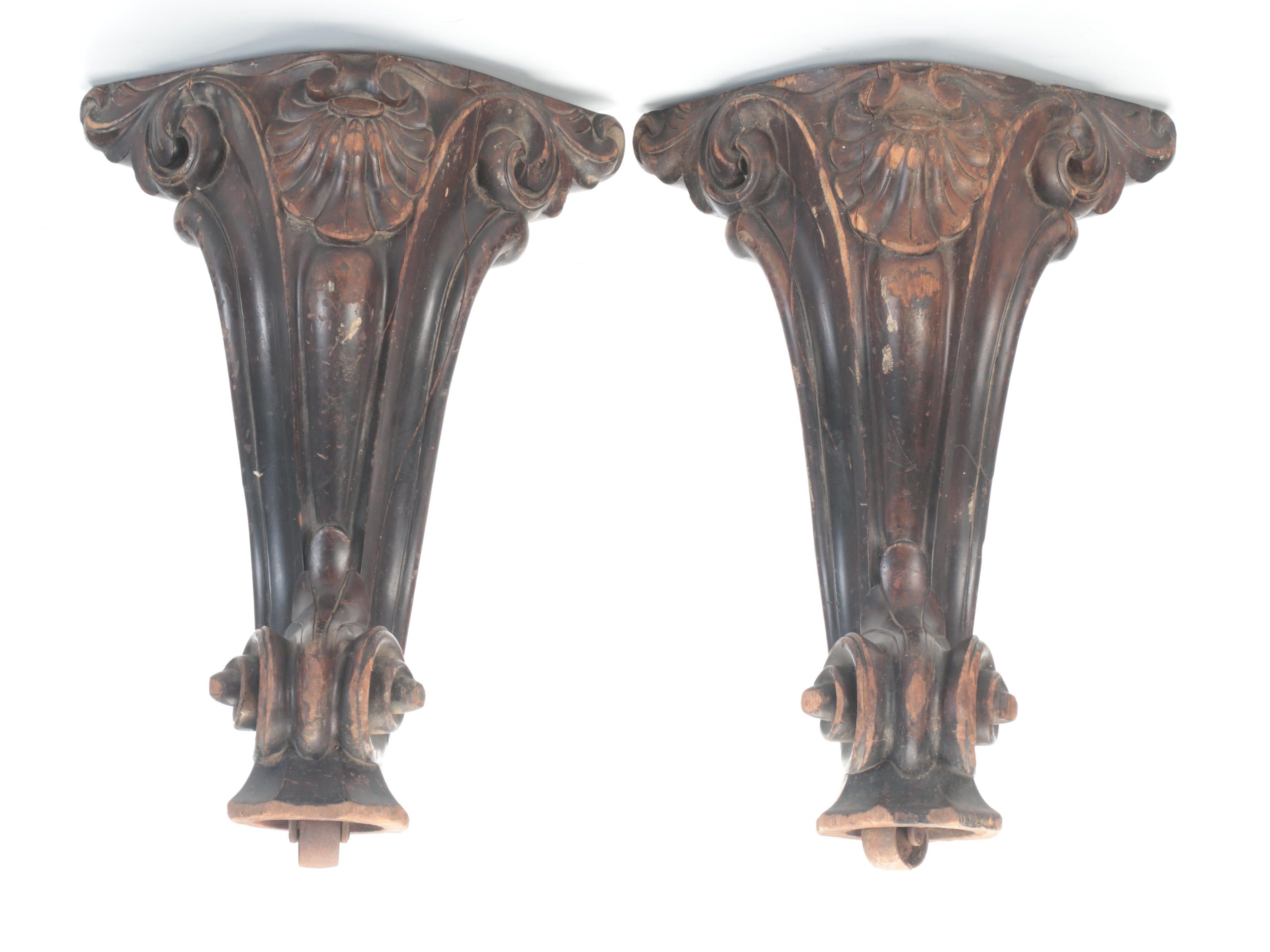 Carved Wood Cabriole Legs with Casters