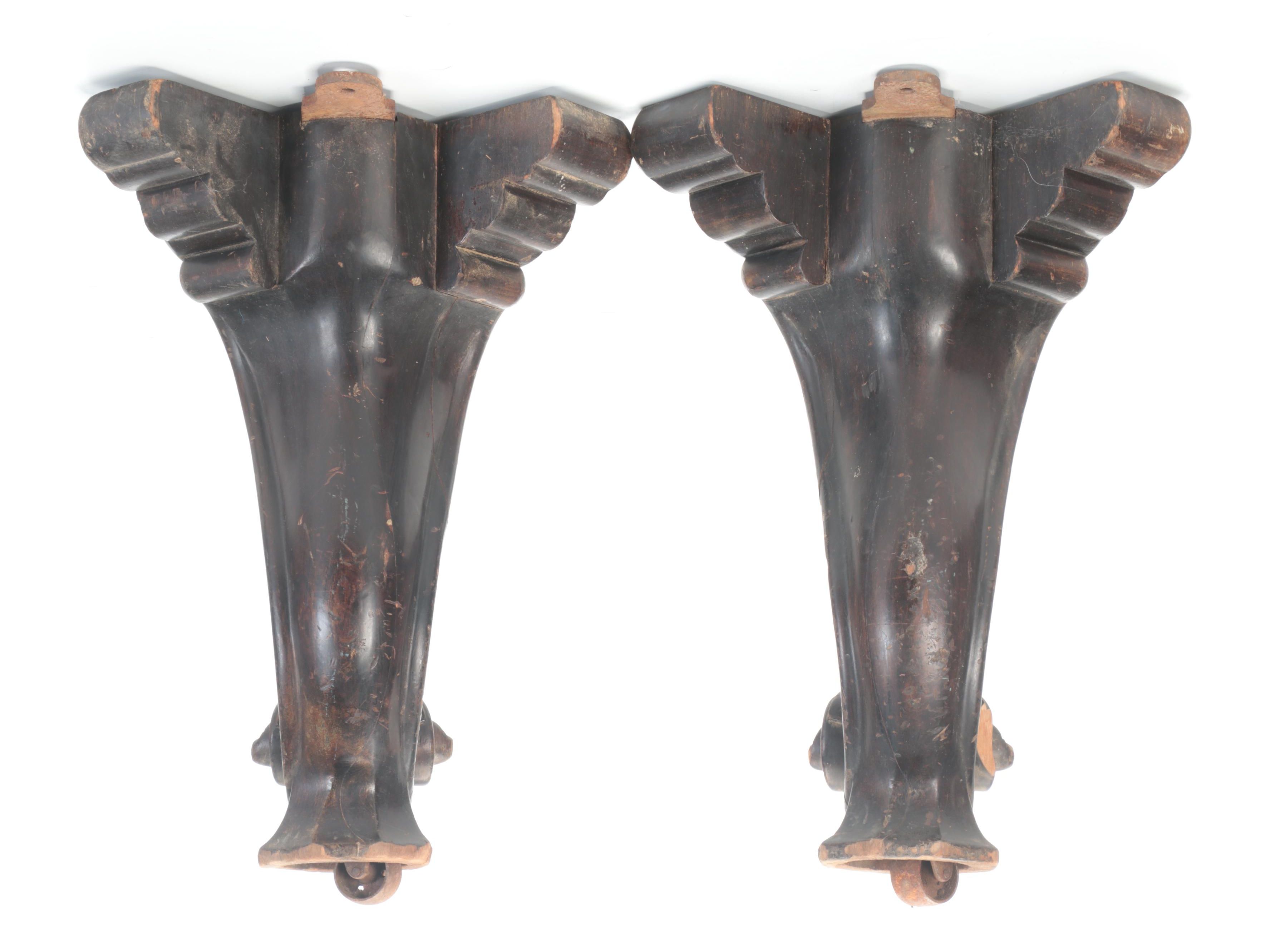 Carved Wood Cabriole Legs with Casters