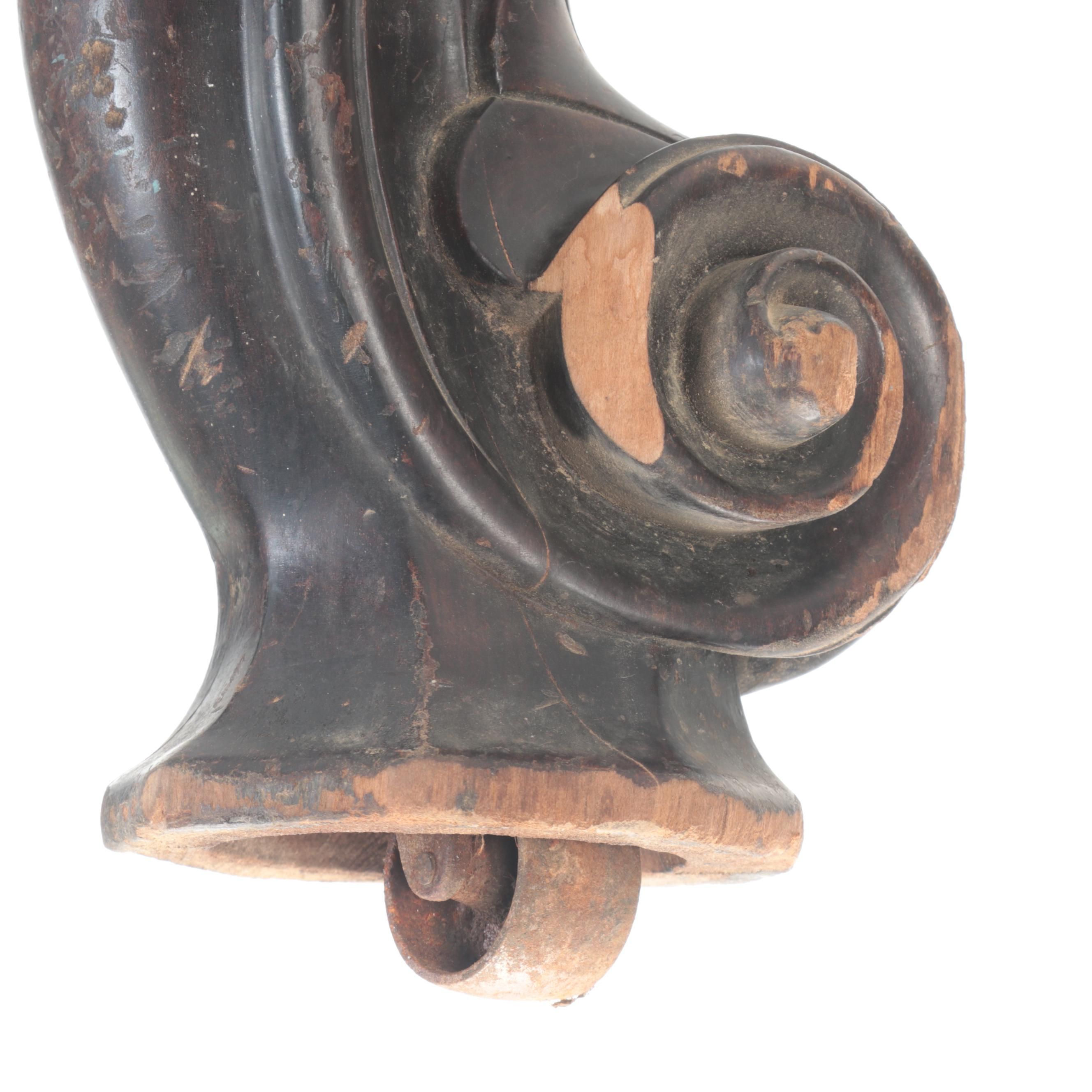 Carved Wood Cabriole Legs with Casters