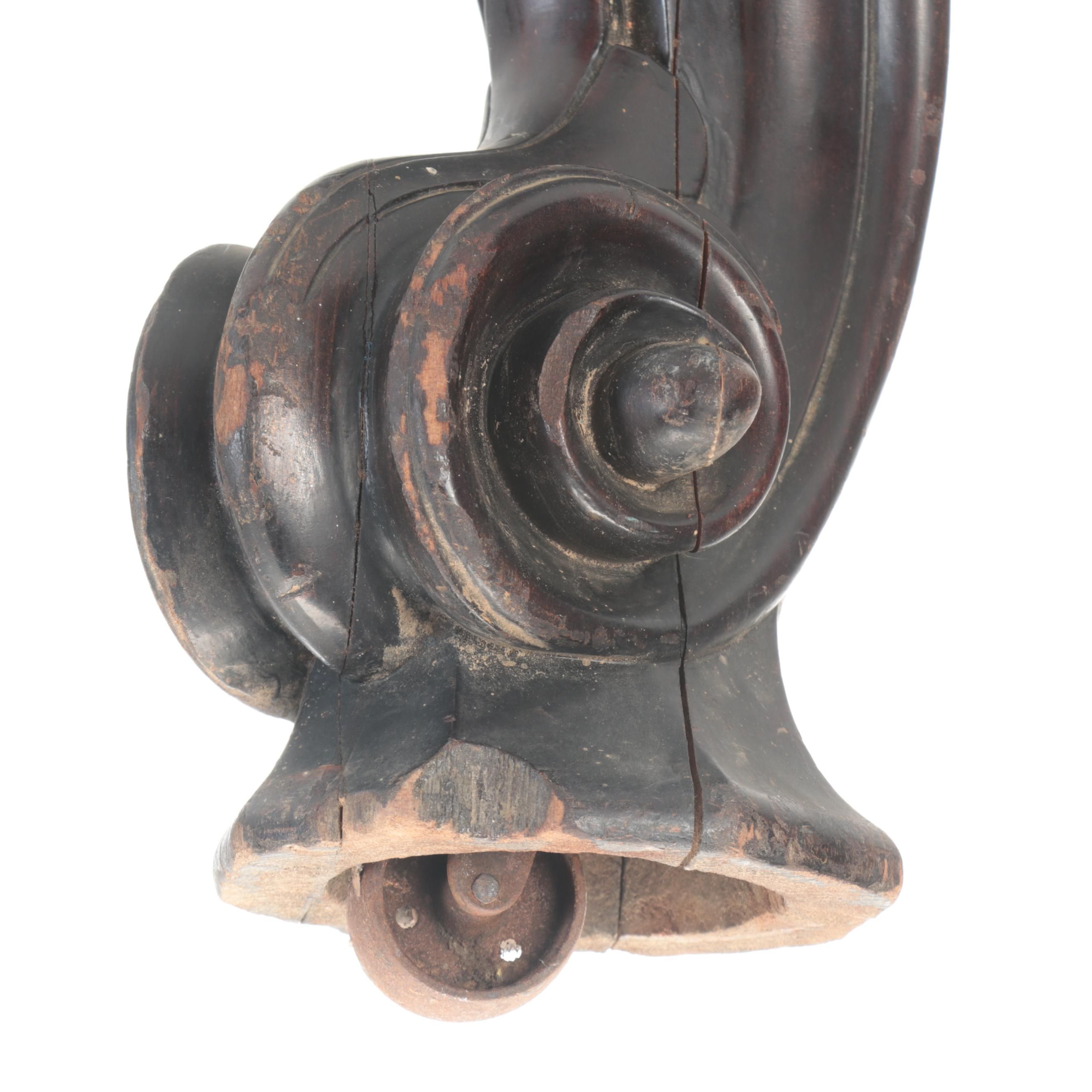 Carved Wood Cabriole Legs with Casters