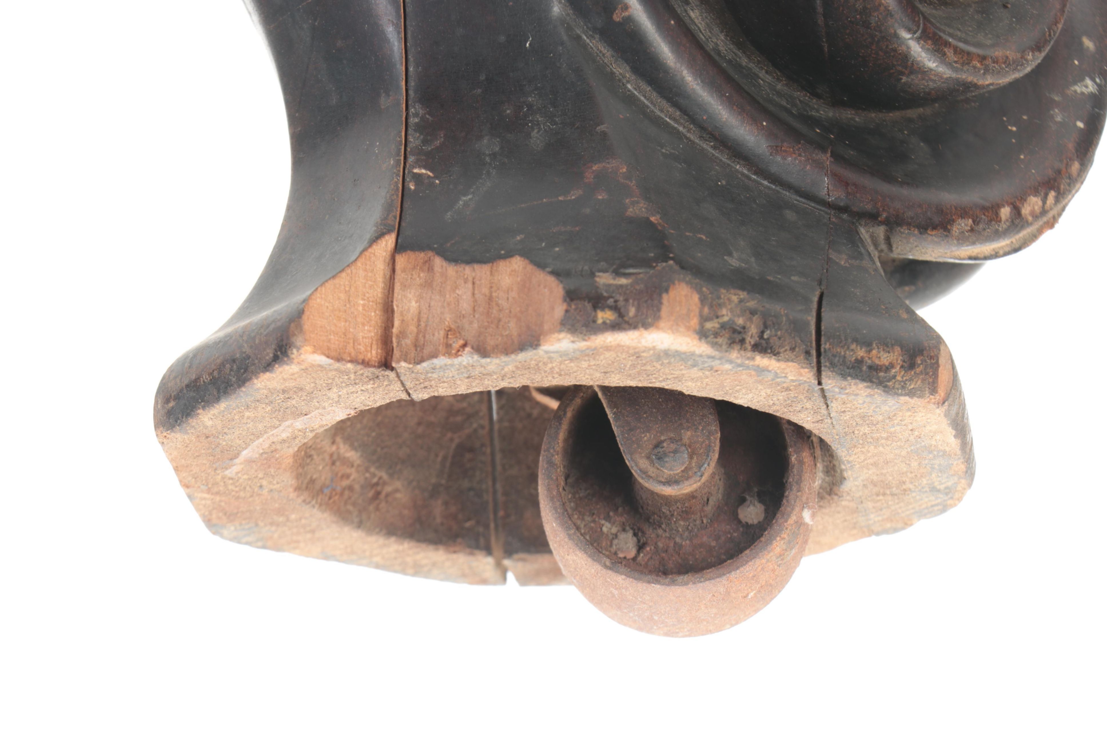 Carved Wood Cabriole Legs with Casters