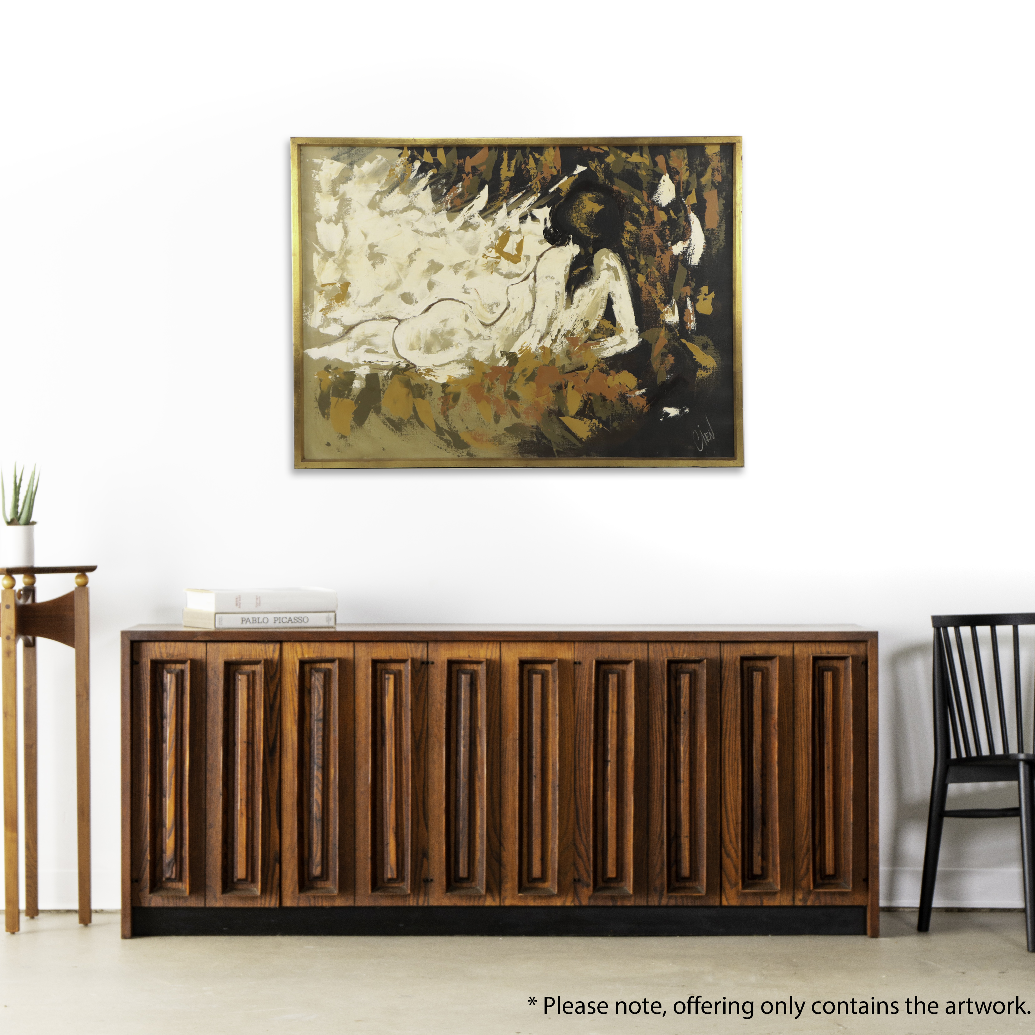 Etta Benjamin Cien Figurative Oil Painting of Reclining Nude, Circa 1960