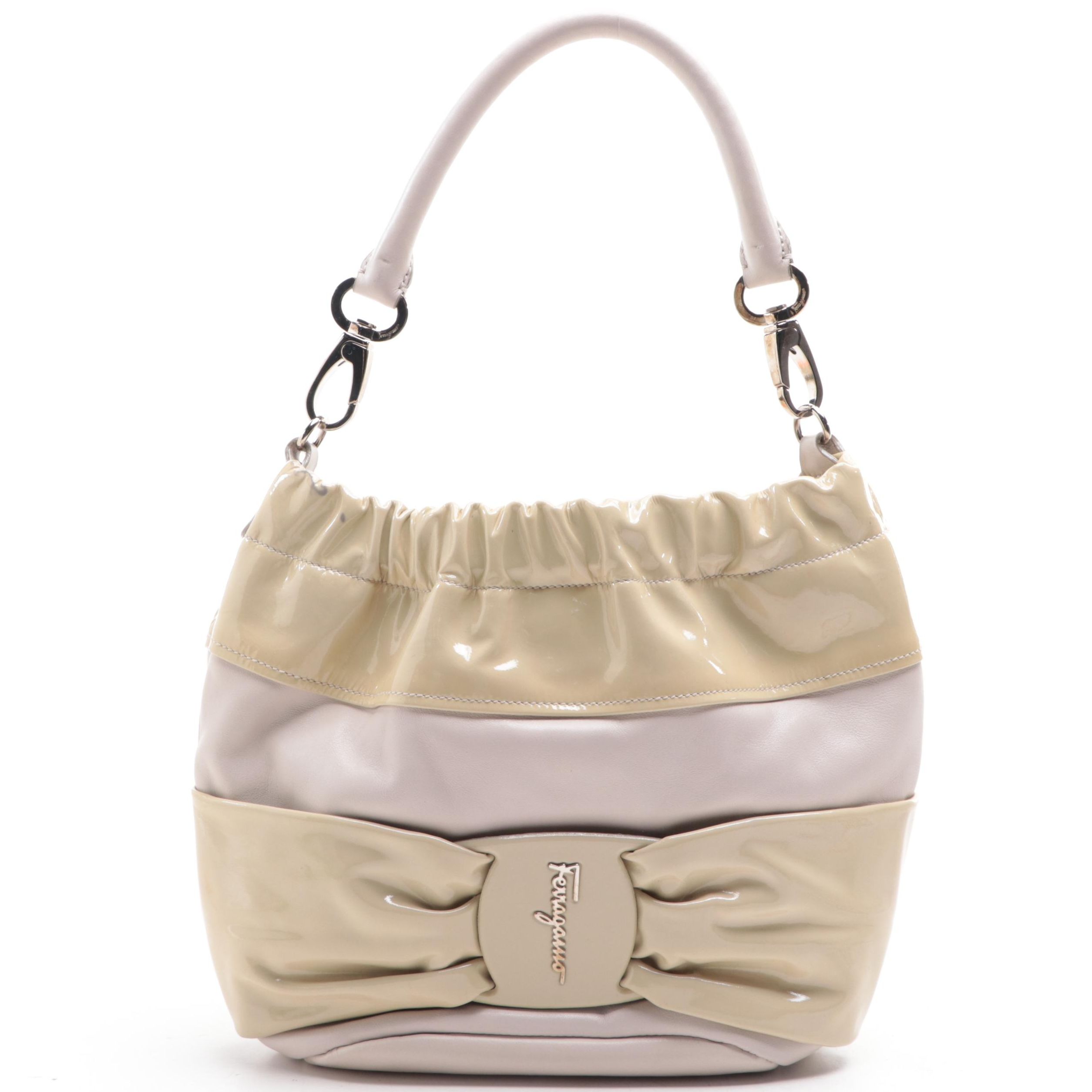 Salvatore Ferragamo Patent Leather Stripe Handbag