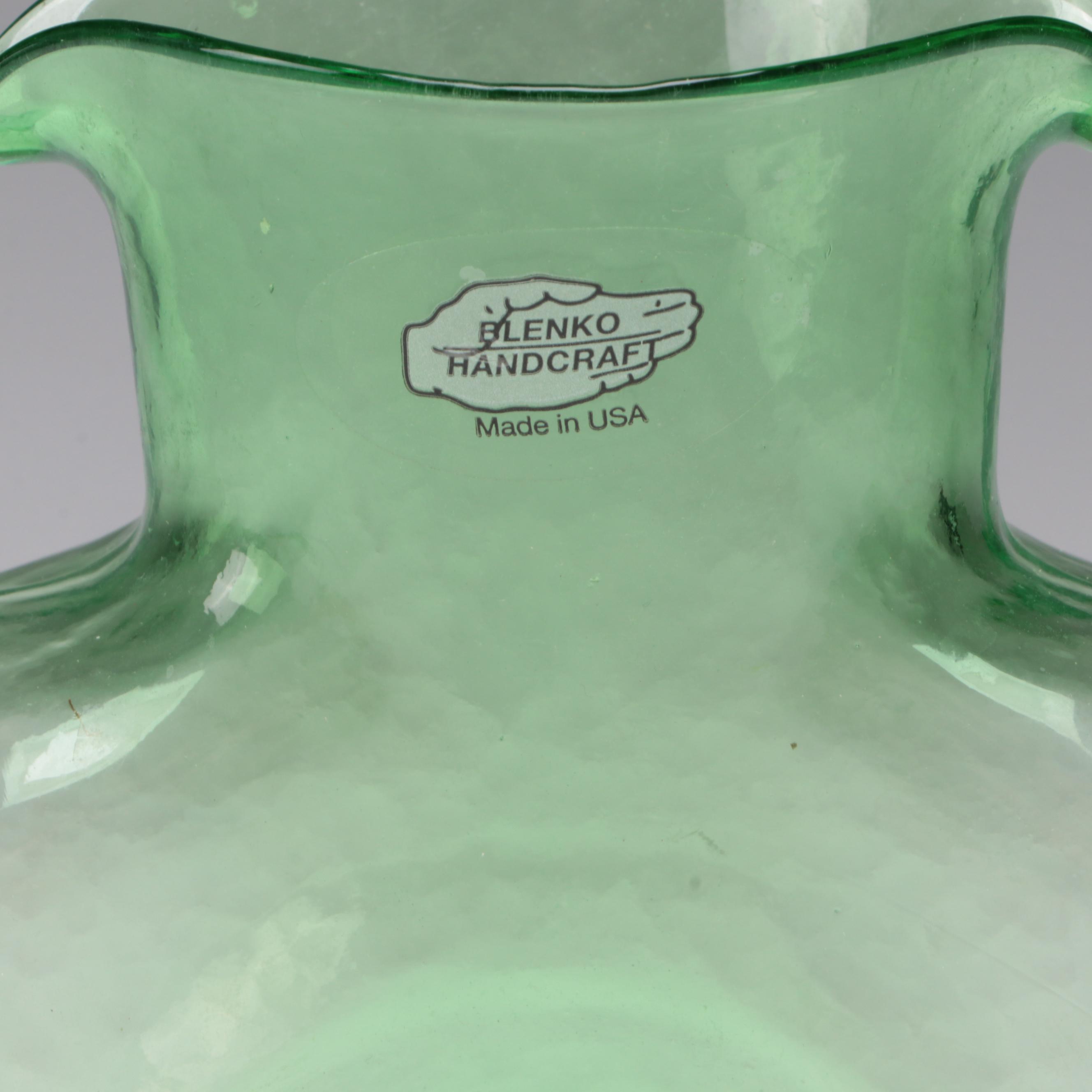 Handcrafted Blenko Glass Vases with Rookwood Pottery Ceramic Vase