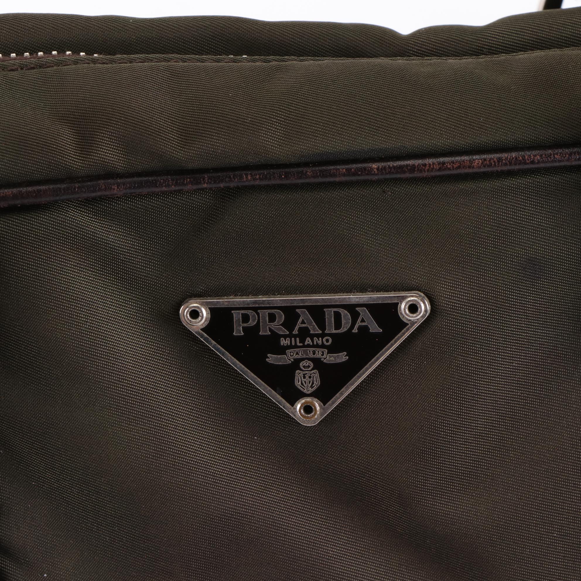 Prada Nylon Tessuto and Leather Shoulder Bag