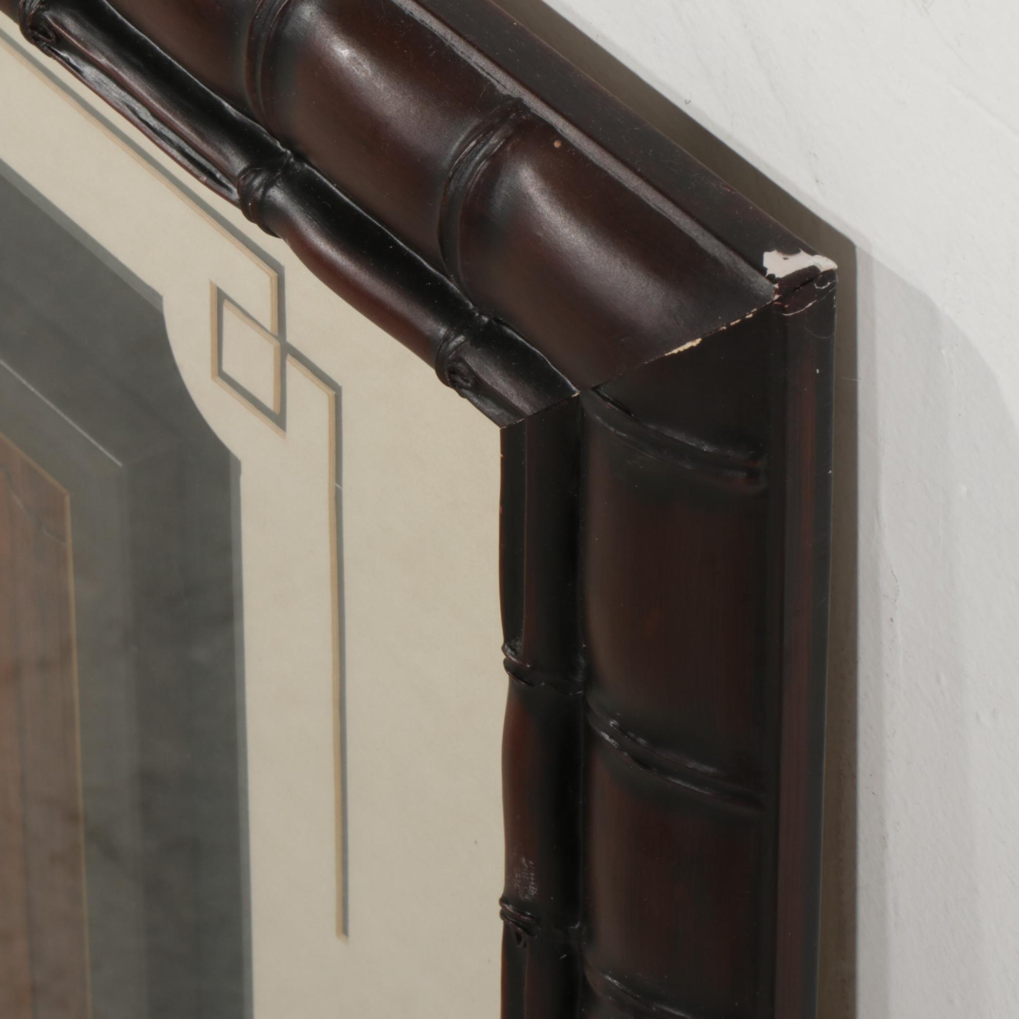 Framed Chinese Bamboo Scroll