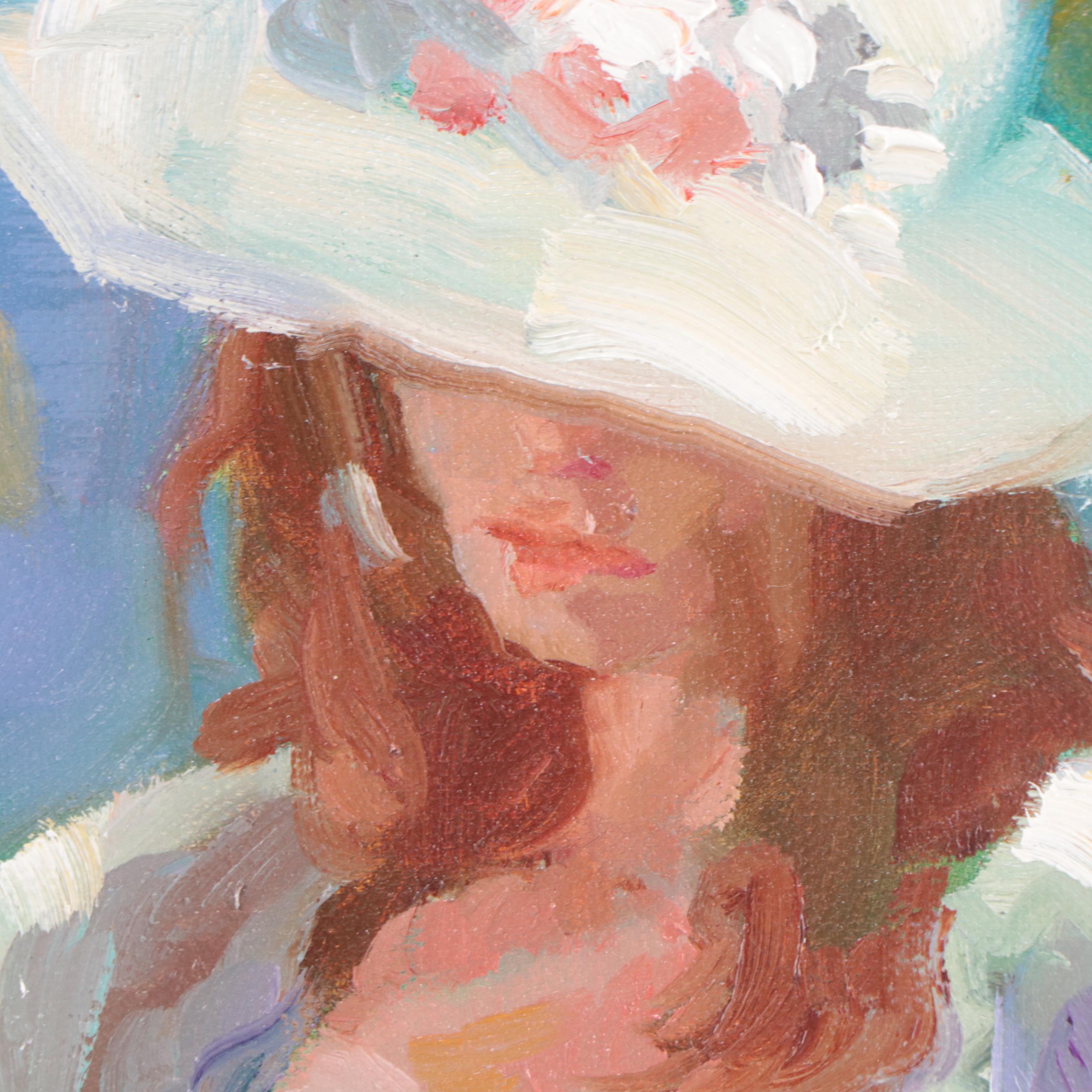 Sally Rosenbaum Oil Painting of Seated Figure, 21st Century