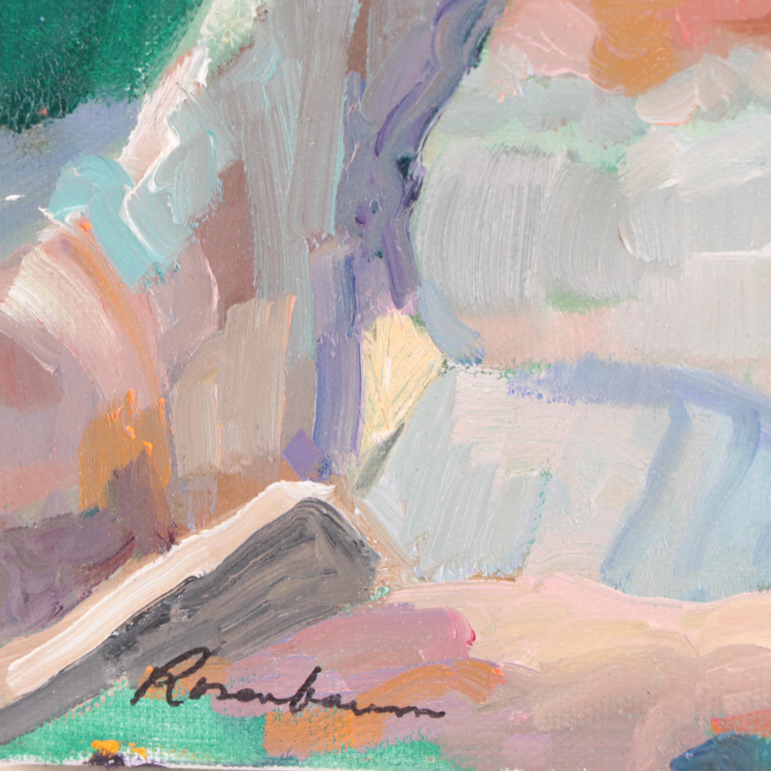 Sally Rosenbaum Oil Painting of Seated Figure, 21st Century