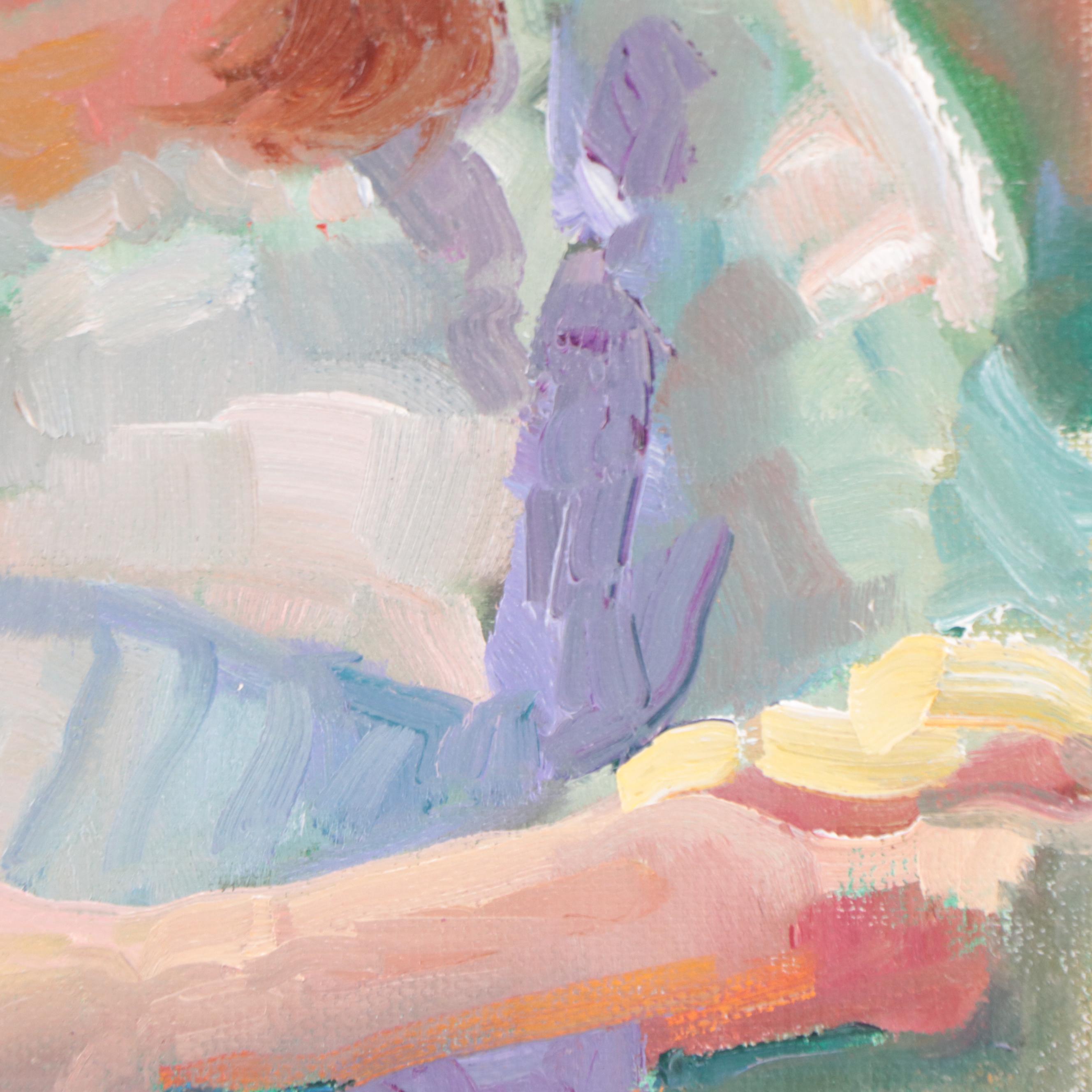 Sally Rosenbaum Oil Painting of Seated Figure, 21st Century