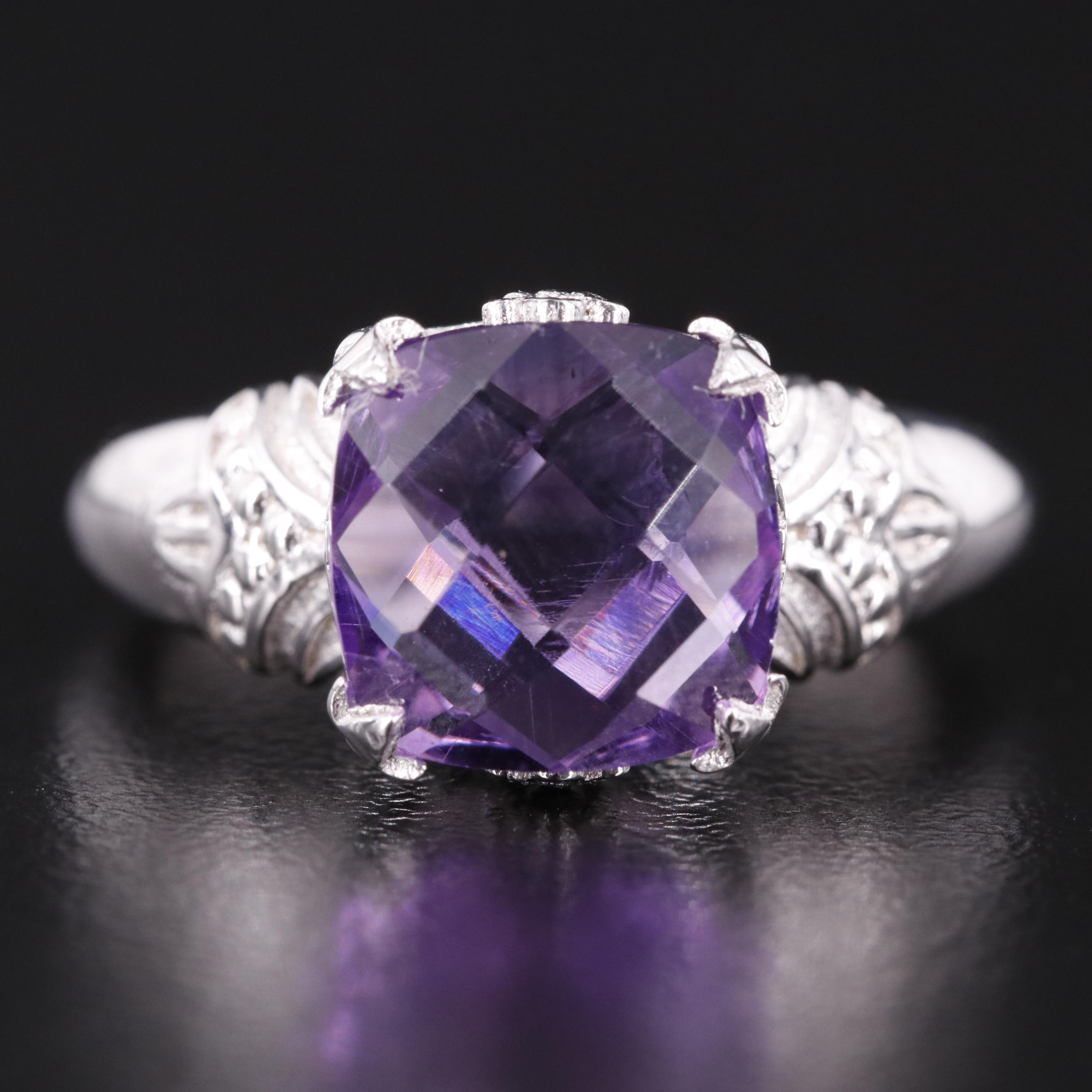 Sterling Amethyst Solitaire Ring