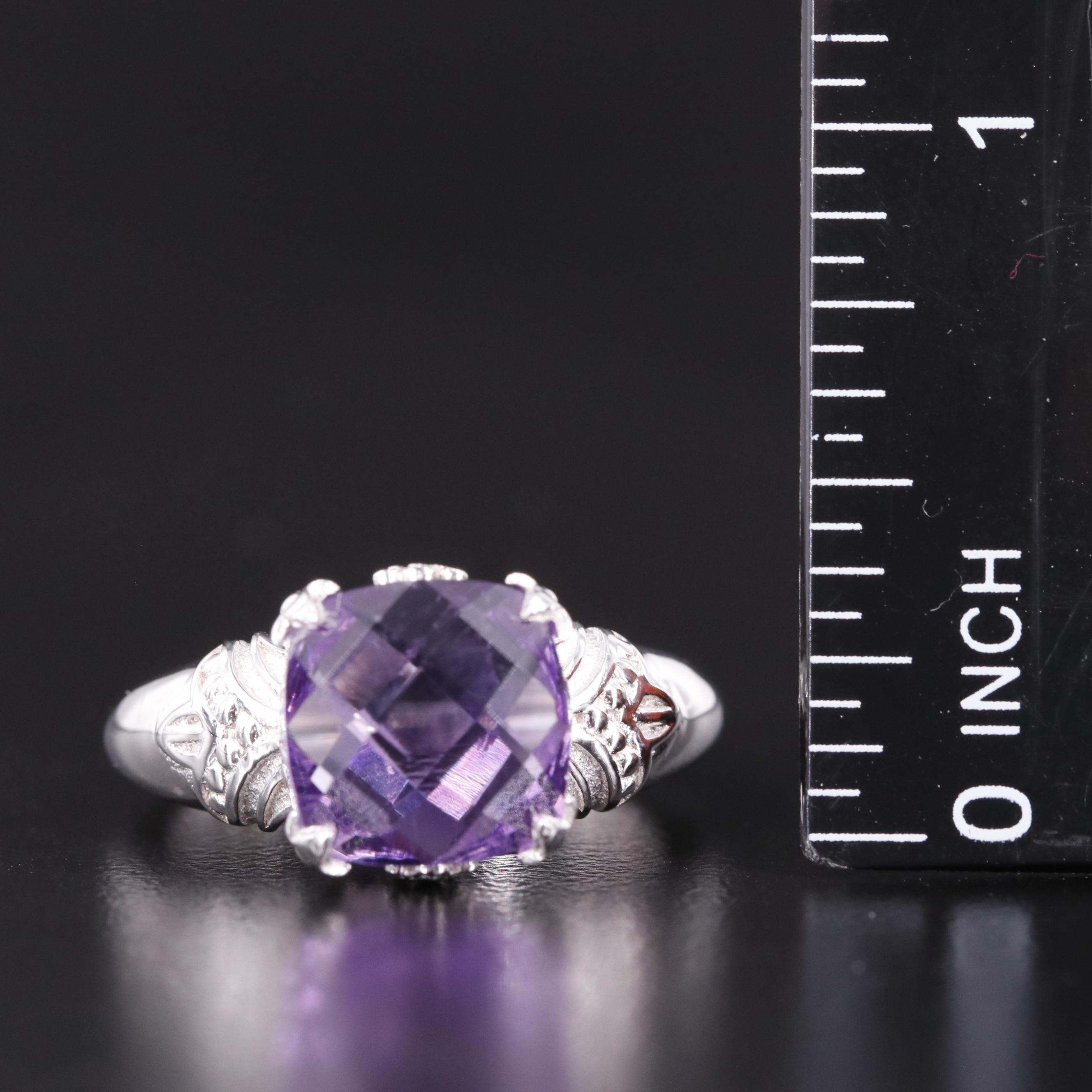 Sterling Amethyst Solitaire Ring