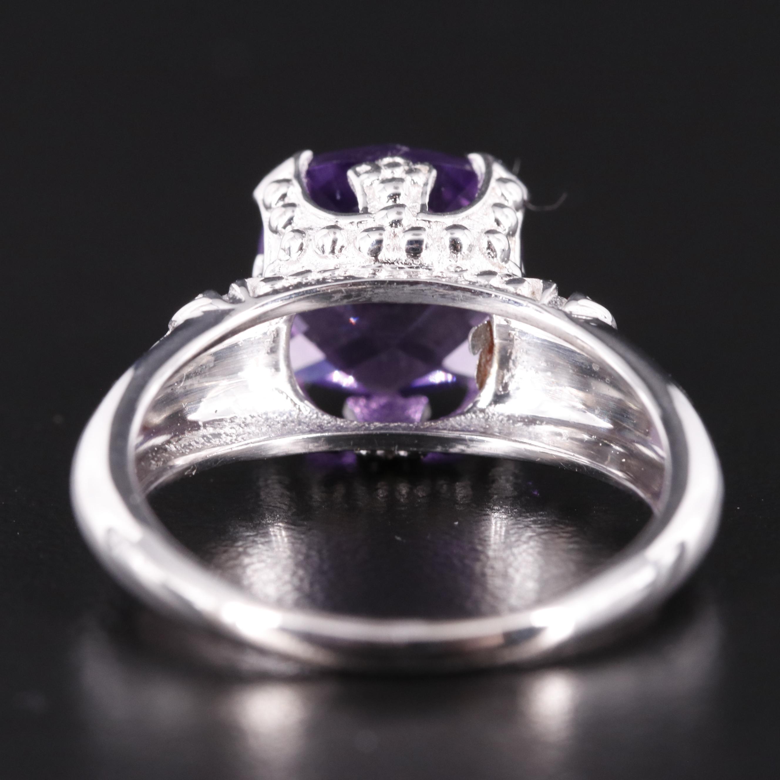 Sterling Amethyst Solitaire Ring