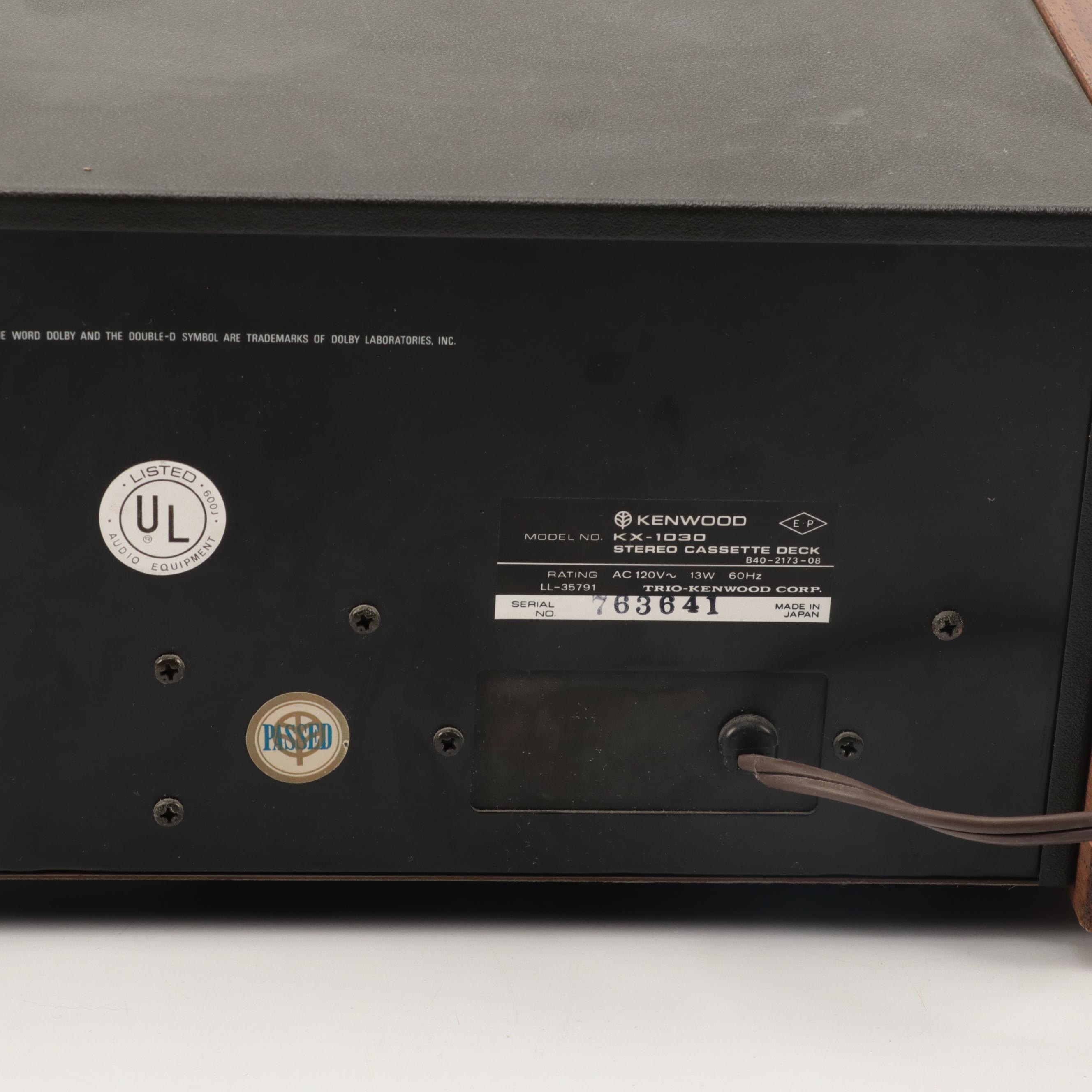 Kenwood KX-1030 Stereo Cassette Tape Deck, 1970s