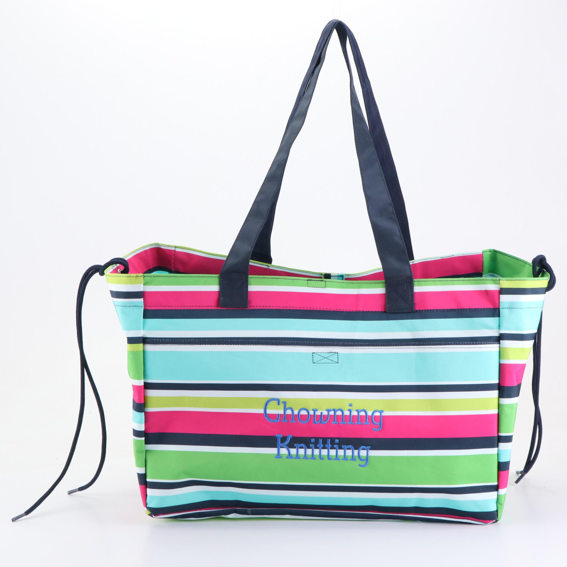 Thirty-One Gifts Striped Shoulder Totes, Zip Pouches and Folding Storage Cube