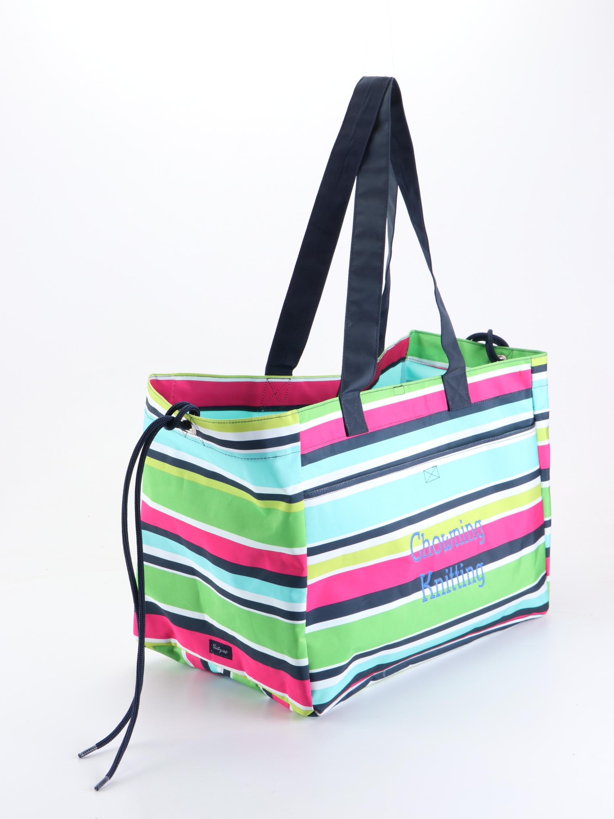 Thirty-One Gifts Striped Shoulder Totes, Zip Pouches and Folding Storage Cube