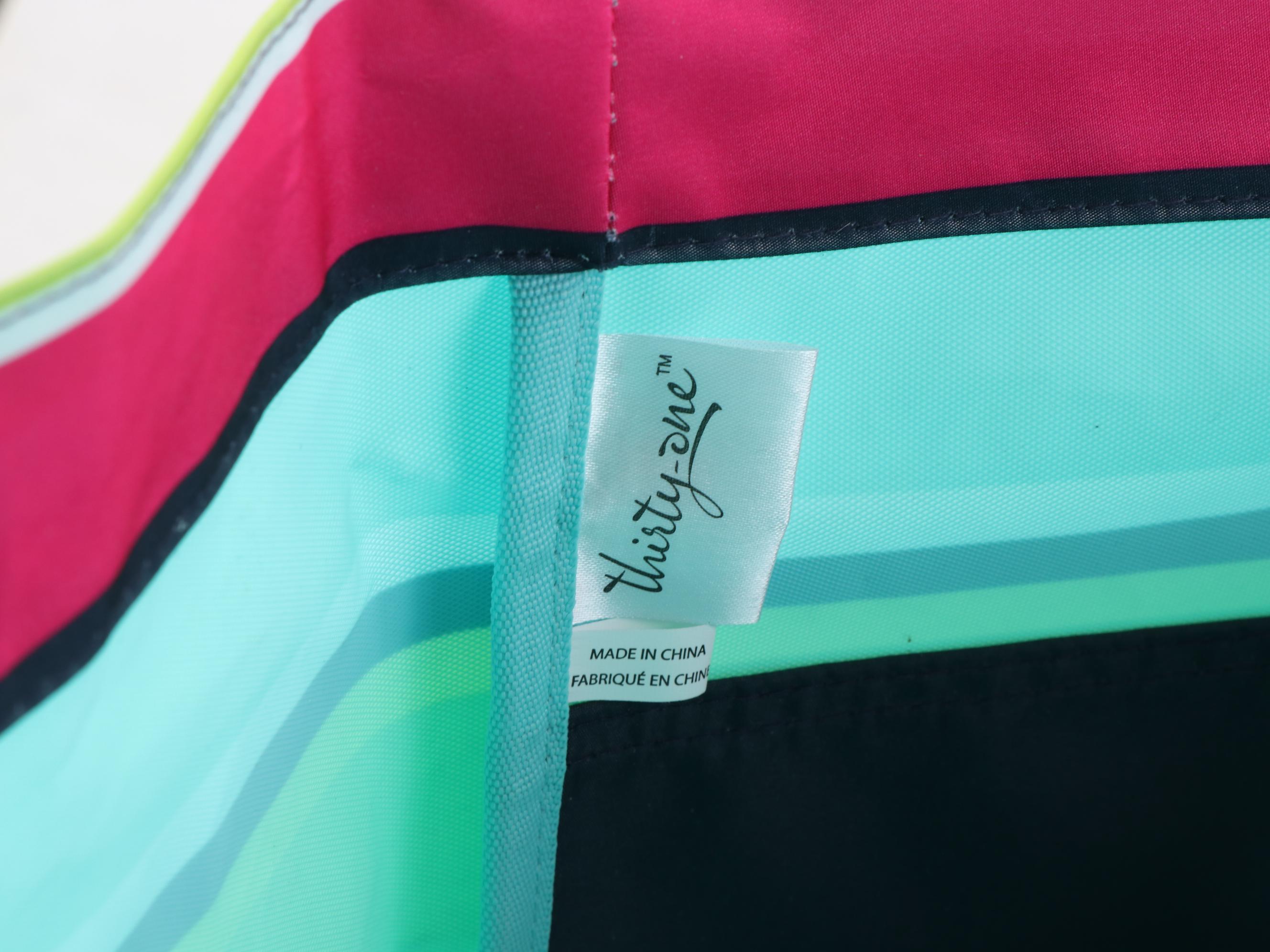 Thirty-One Gifts Striped Shoulder Totes, Zip Pouches and Folding Storage Cube