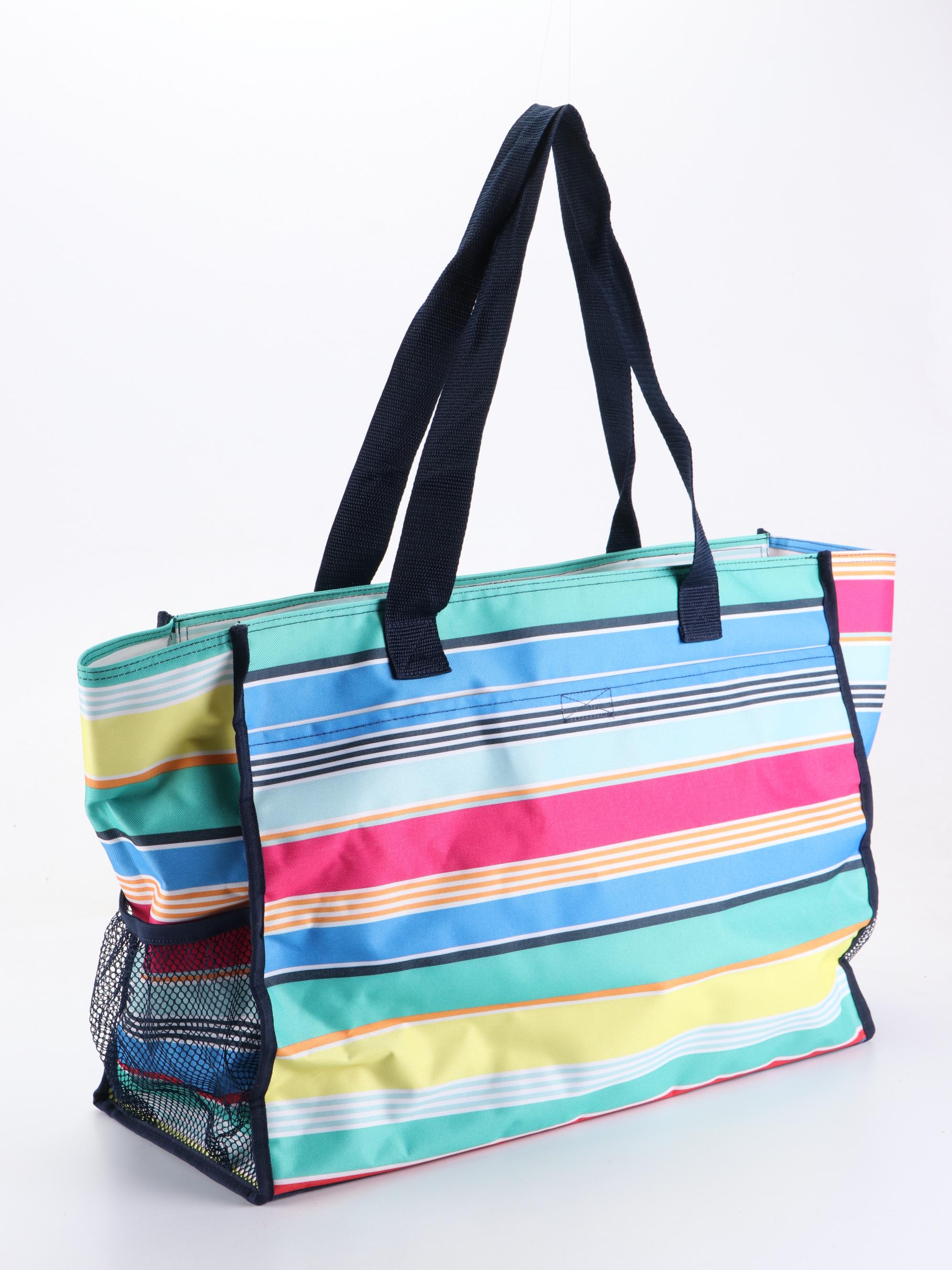 Thirty-One Gifts Striped Shoulder Totes, Zip Pouches and Folding Storage Cube